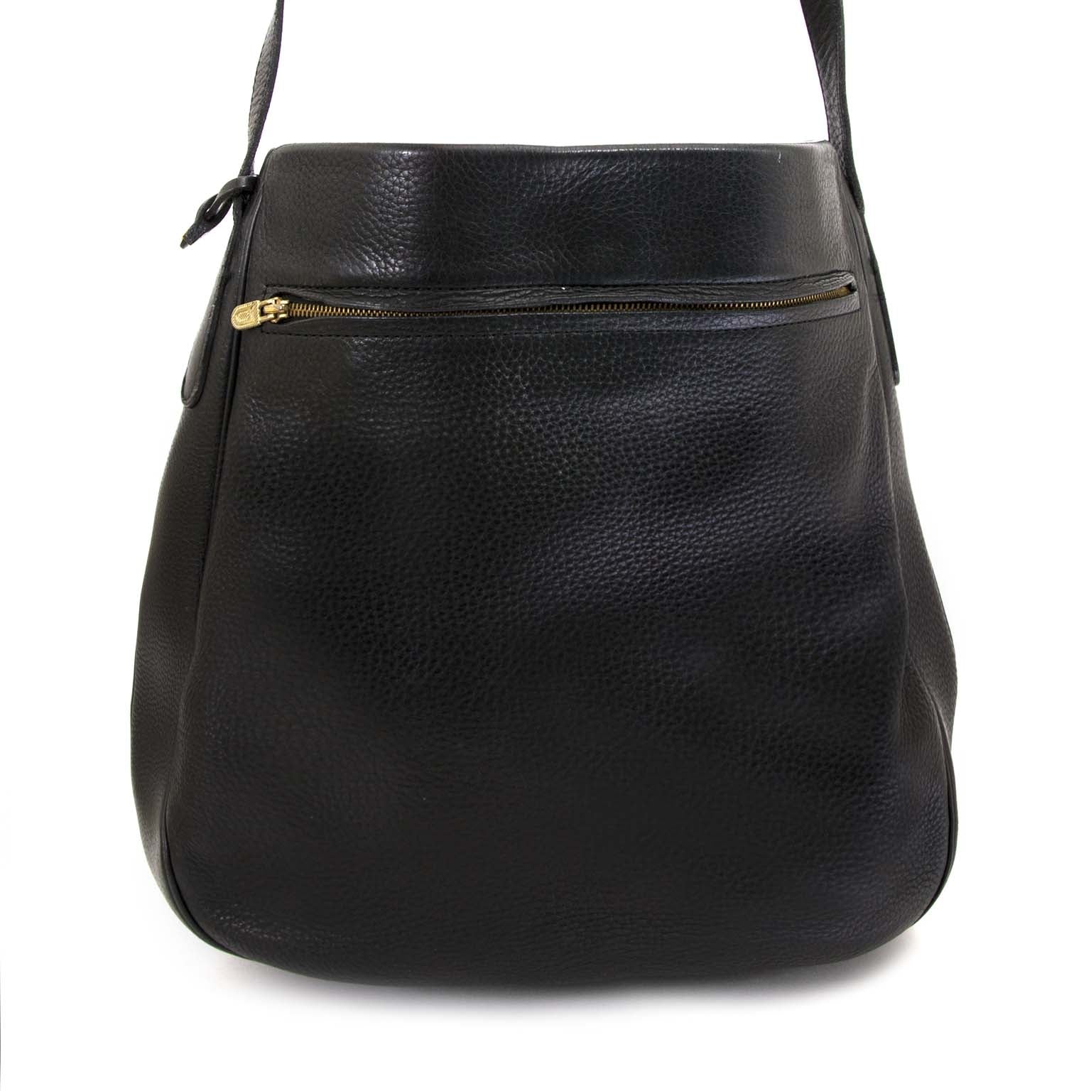 delvaux black leather bucket bag now for sale at labellov vintage fashion webshop belgium