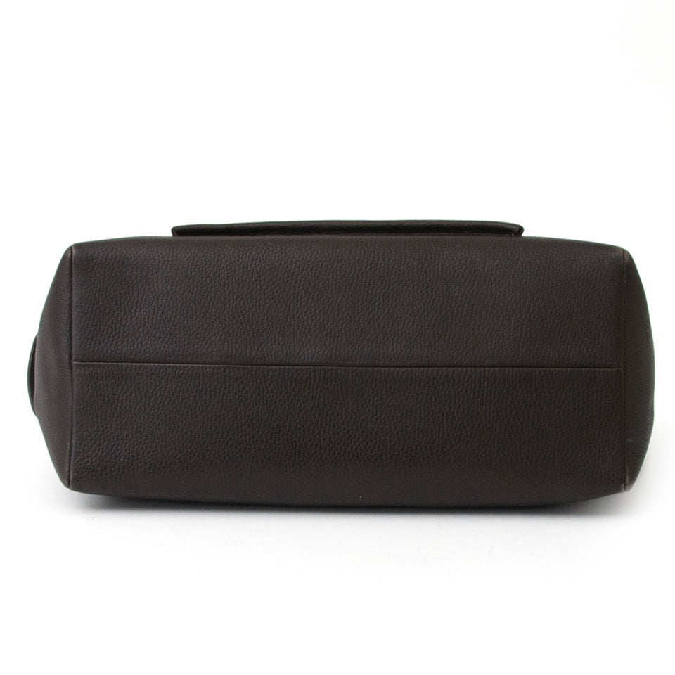acheter en ligne pour le meilleu prix sac a main Delvaux Dark Brown Benjamin PM comme neuf