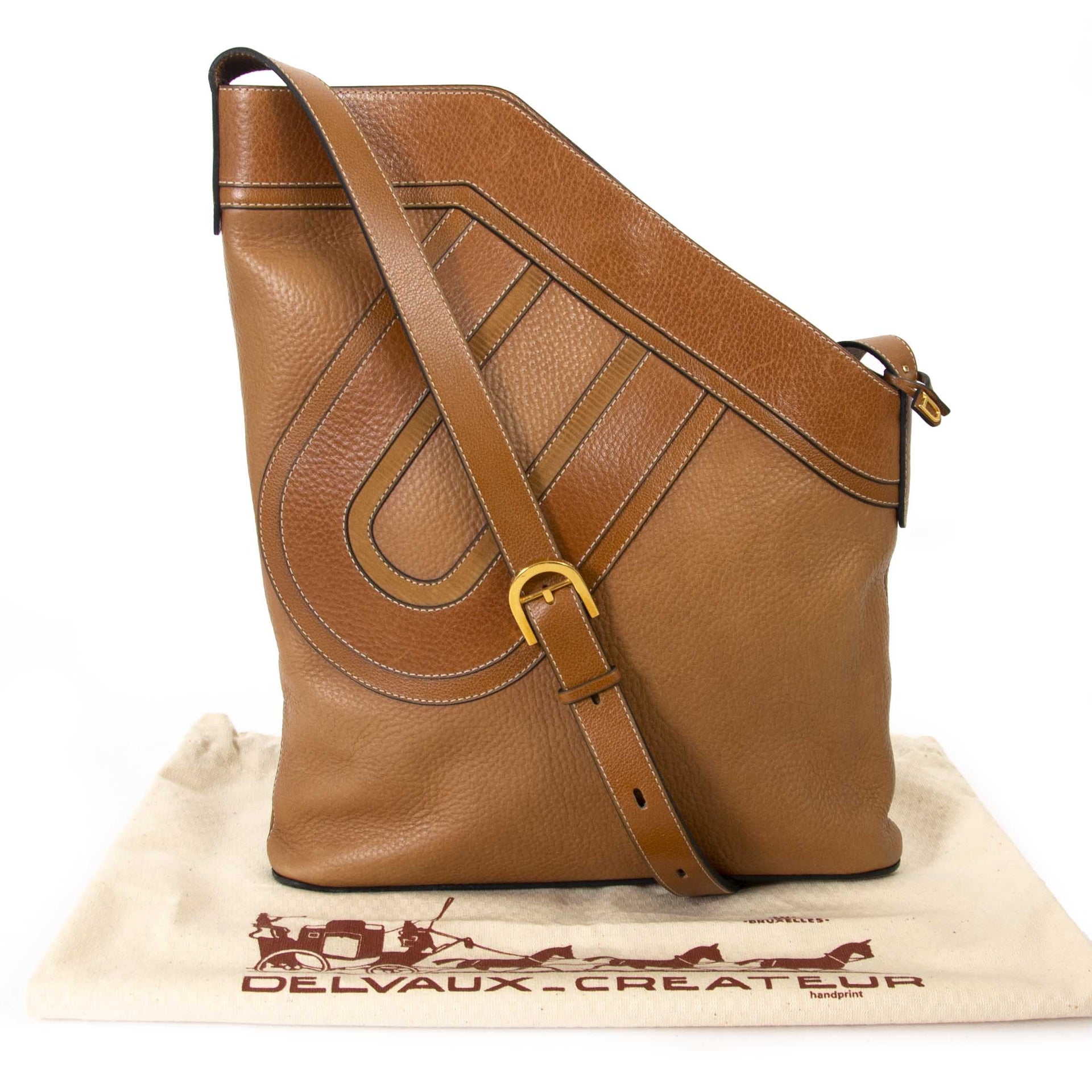 Delvaux Brown Leather Shoulder Bag now for sale at labellov vintage fashion webshop belgium