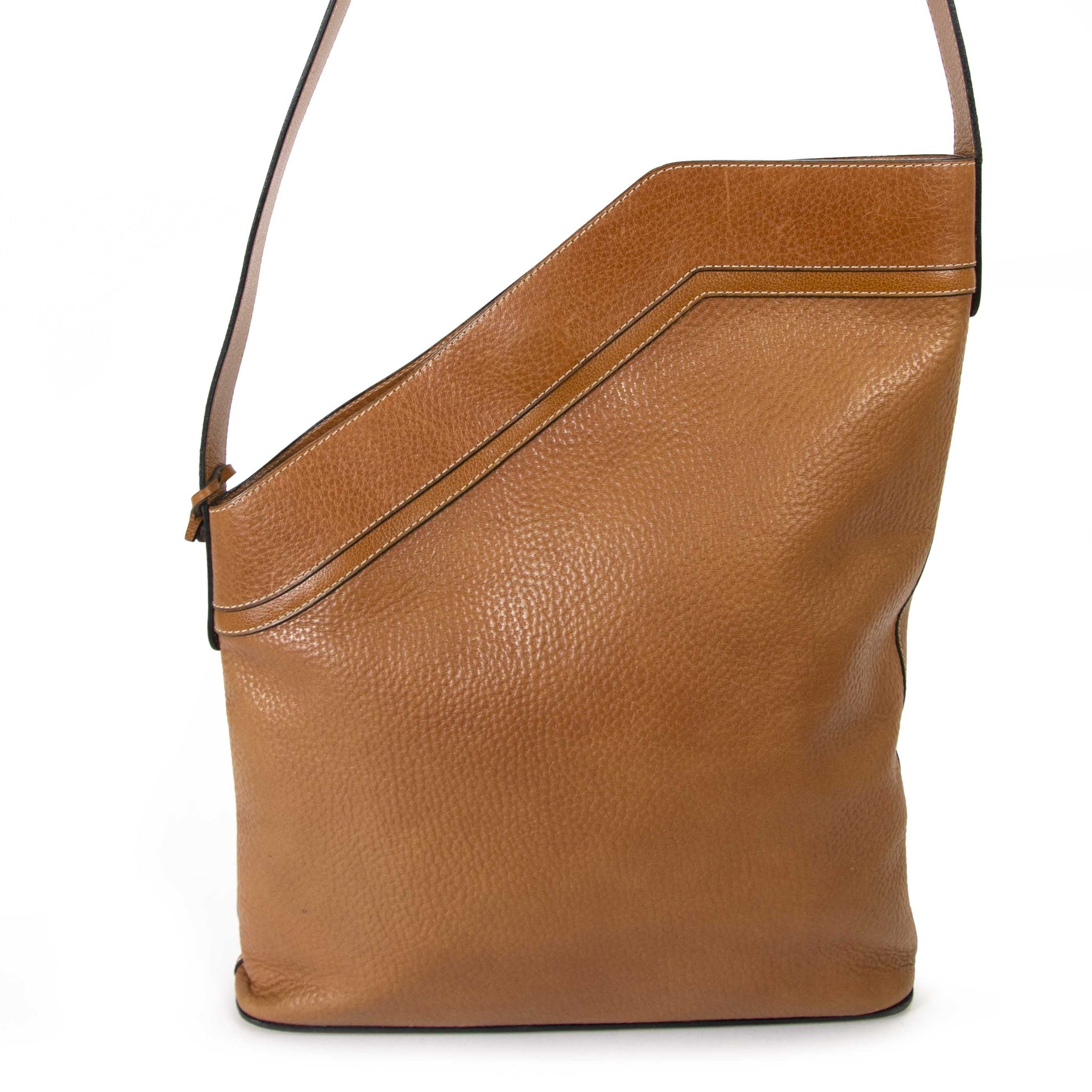 Delvaux Brown Leather Shoulder Bag now for sale at labellov vintage fashion webshop belgium