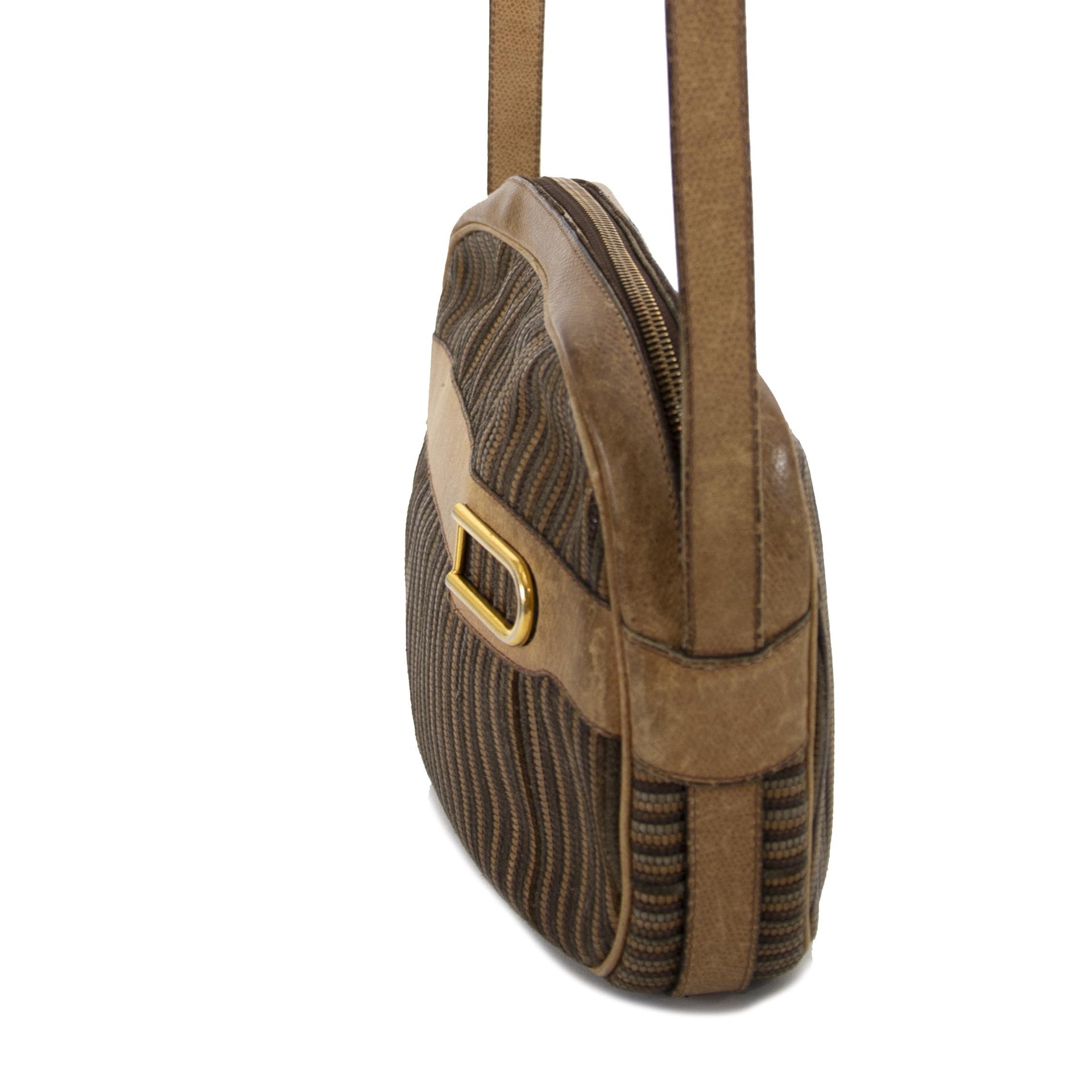 Delvaux Toile De Cuir Brown Crossbody Bag now for sale at labellov vintage fashion webshop belgium