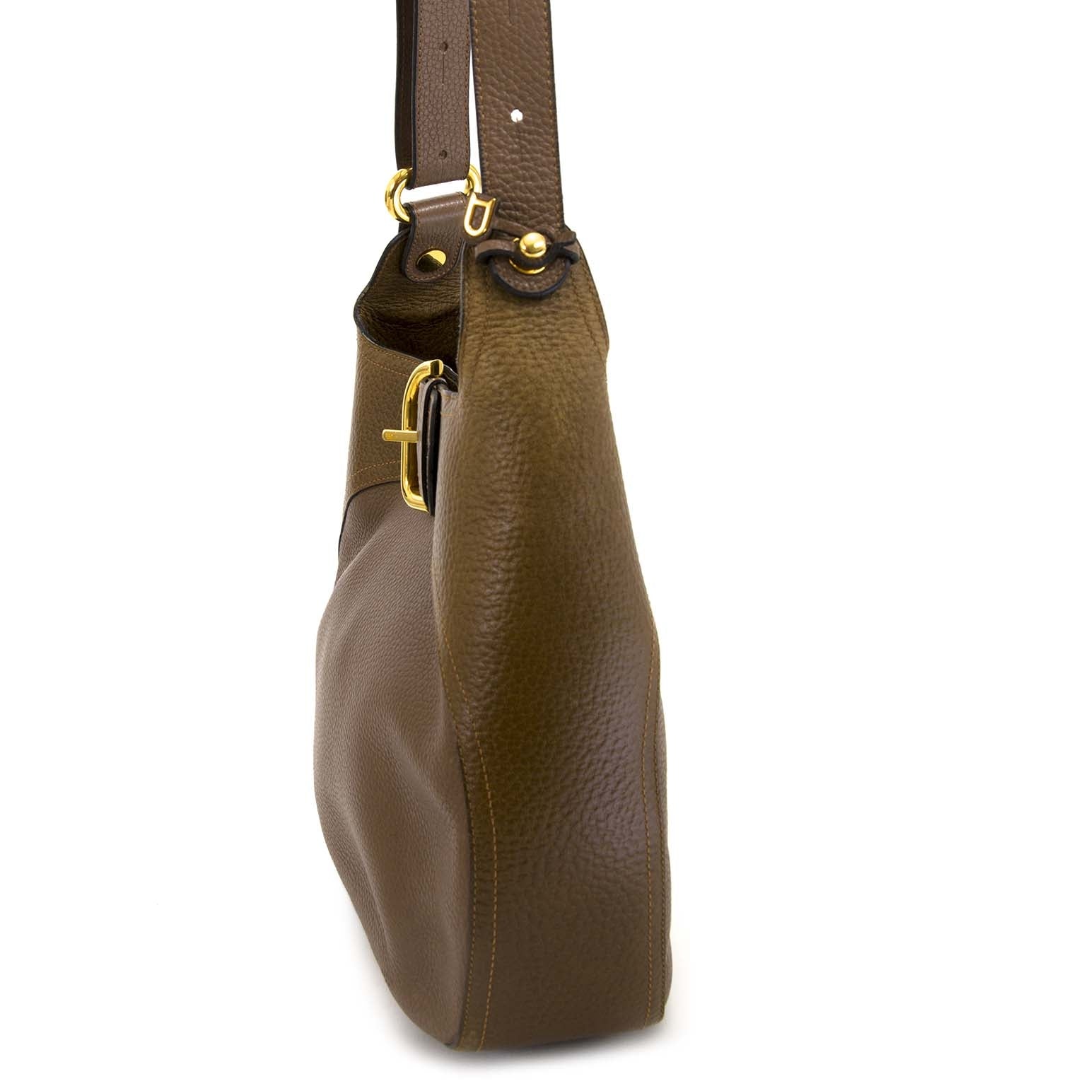 Delvaux Taupe Leather Shoulder Bag