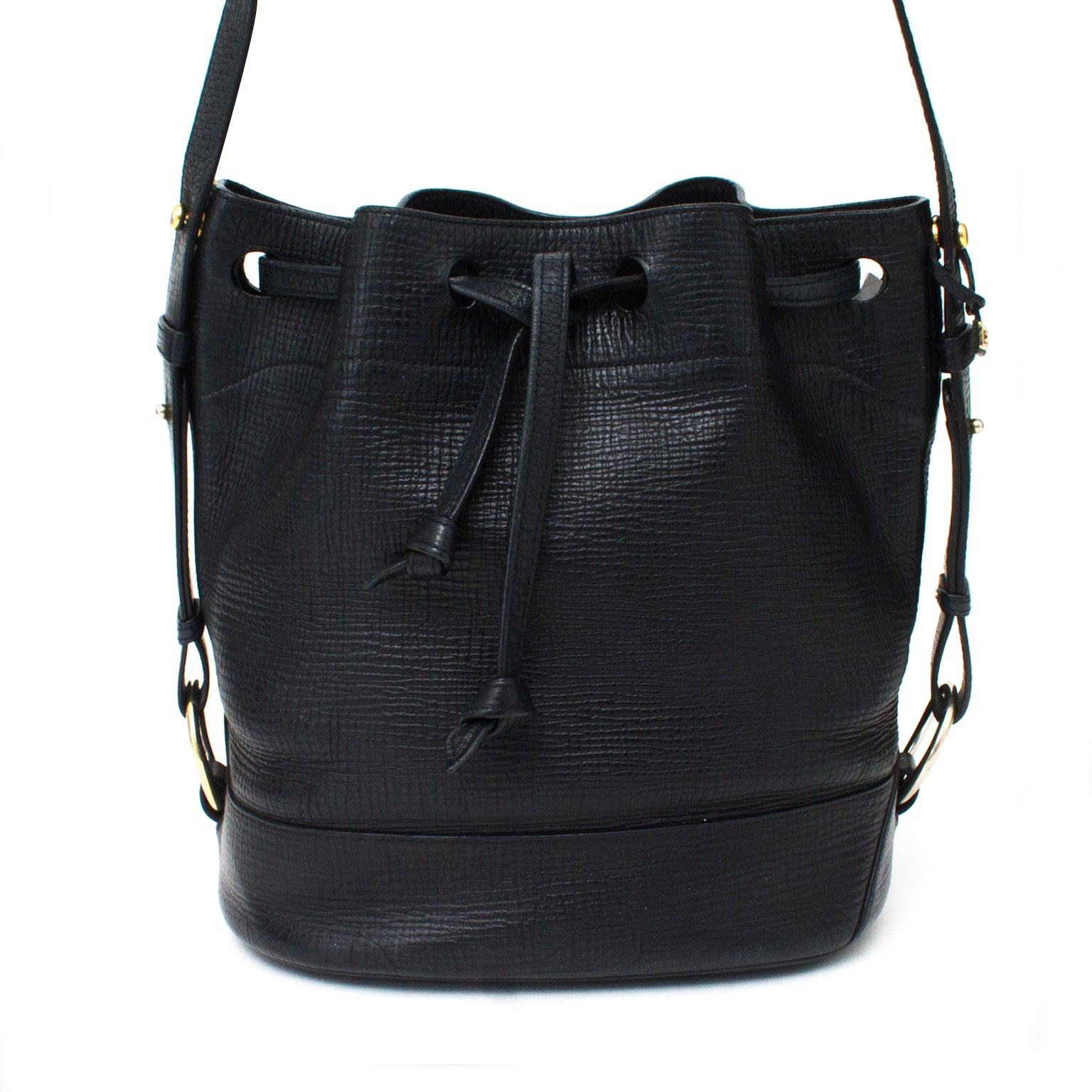 Buy and sell Delvaux Black Textured Bucket Bag for the best price