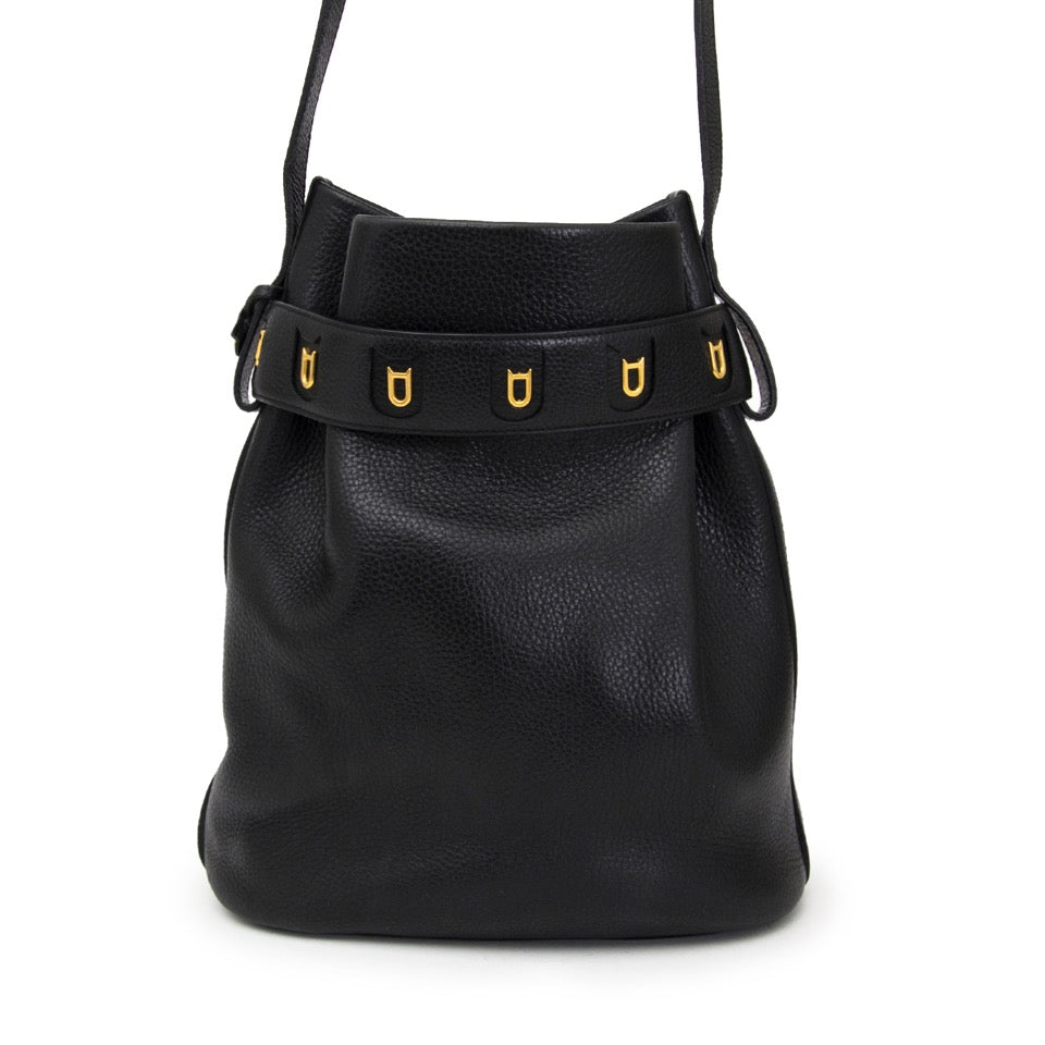 Delvaux Black Leather Calicot Bucket Bag for sale for the best price on Labellov