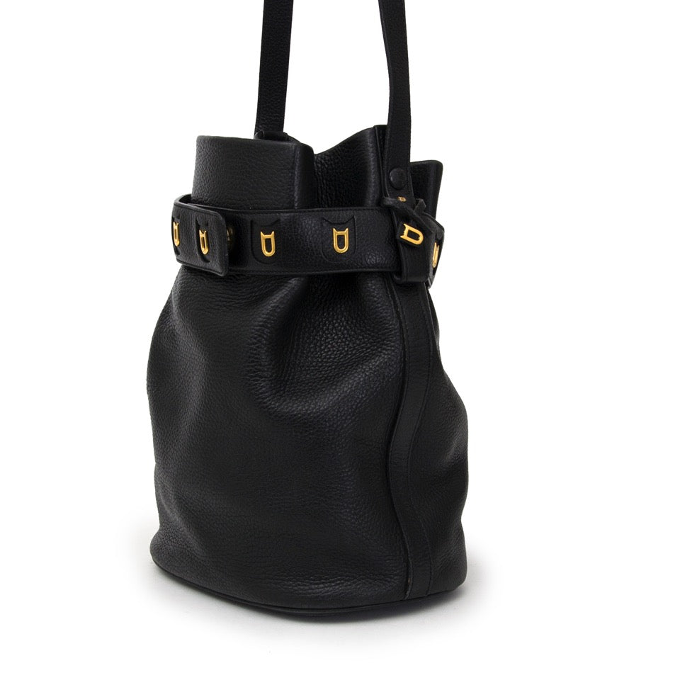 Delvaux Antwerp Black Leather Calicot Bucket Bag for sale online