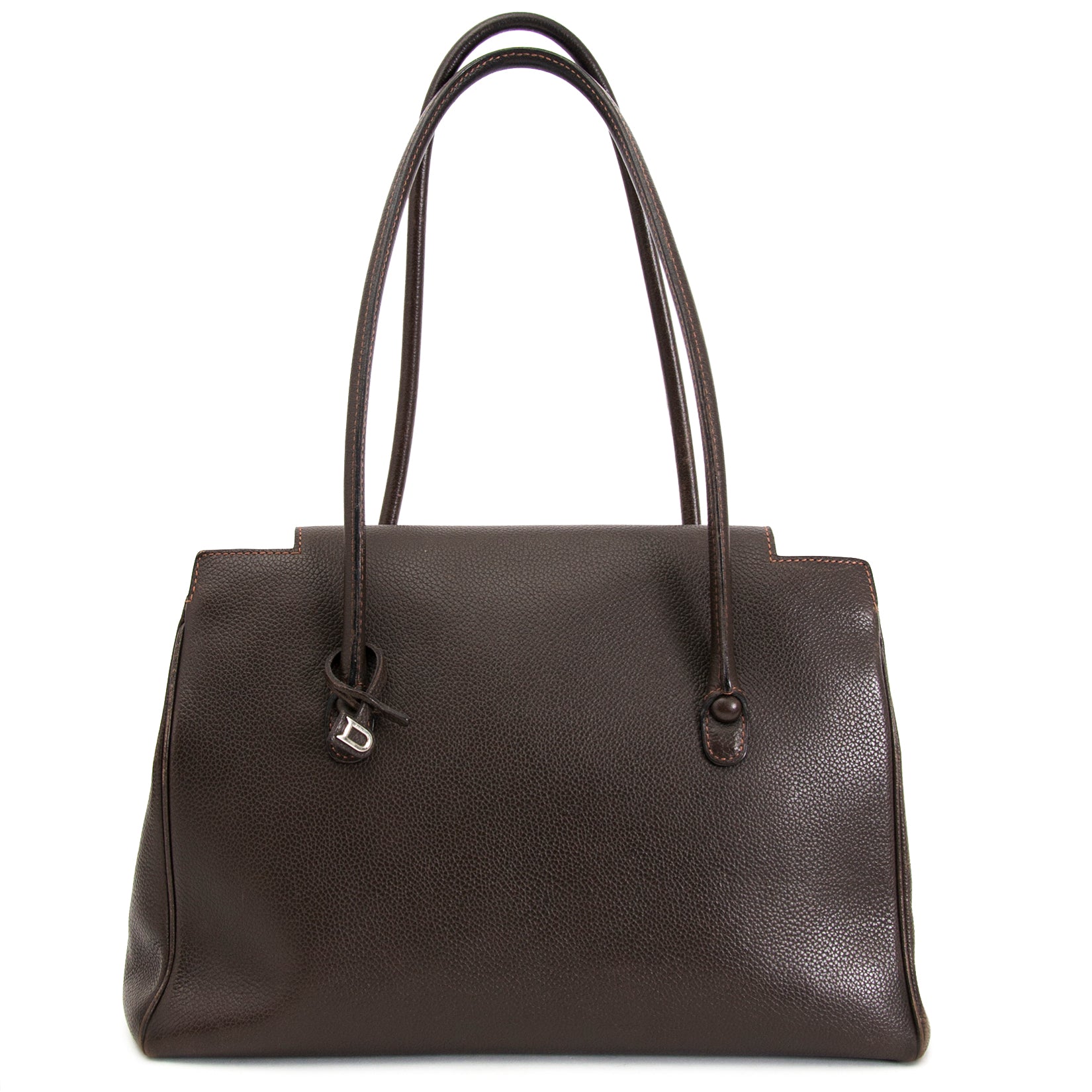 Delvaux Brown Leather "Cabriolet" Shoulder Bag