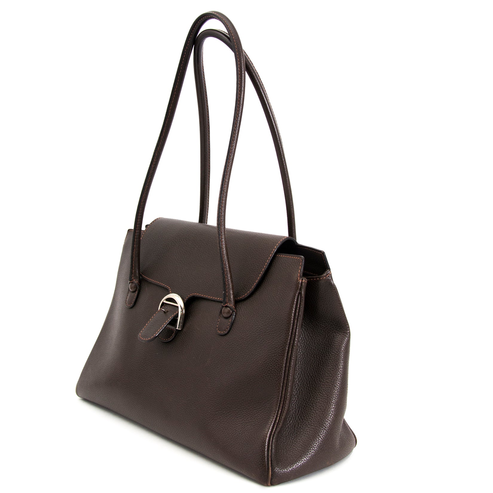 Delvaux Brown Leather "Cabriolet" Shoulder Bag