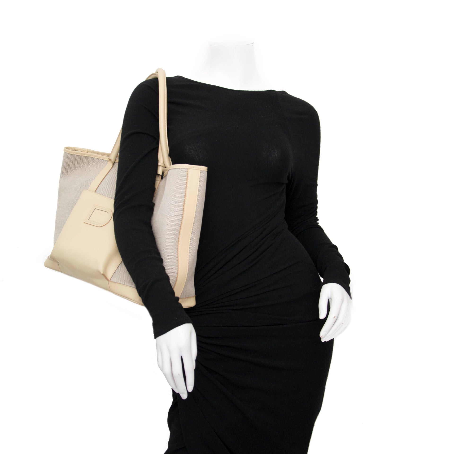 Delvaux Toile & Leather Cabas Shopper for sale for the best price online at Labellov