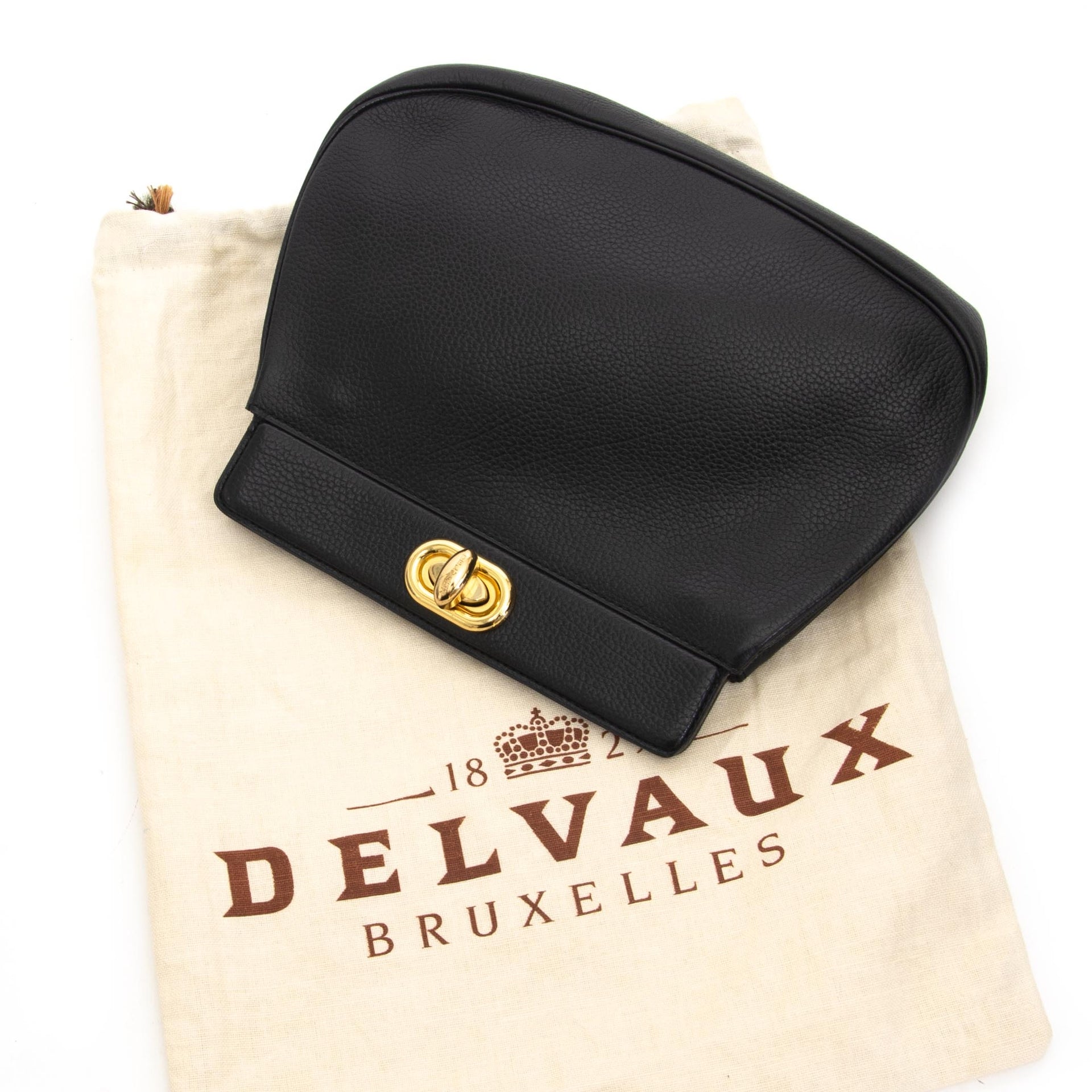 koop veilig online tegen de beste prijs Delvaux Black Leather Pochette Clutch