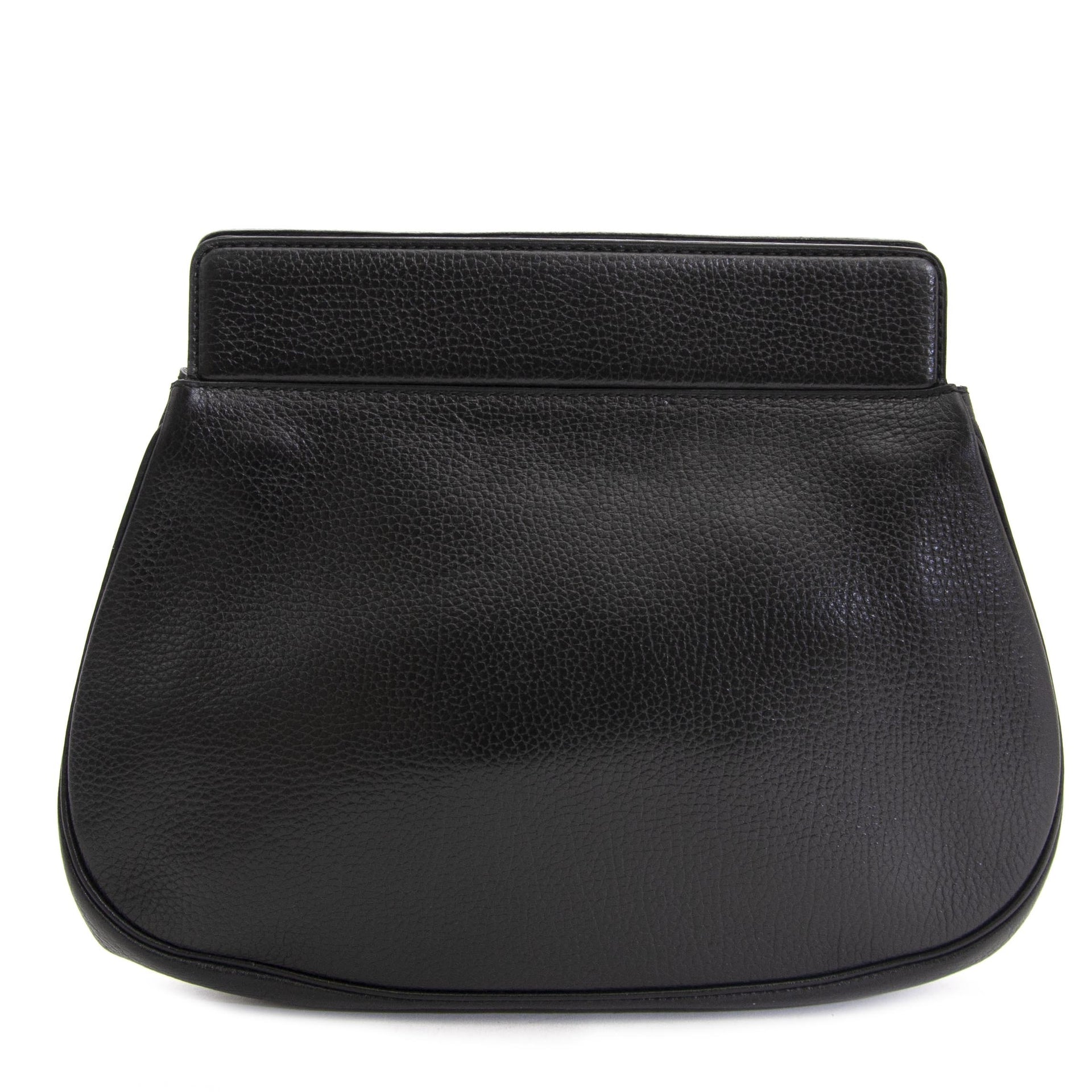 Delvaux Black Leather Pochette Clutch
