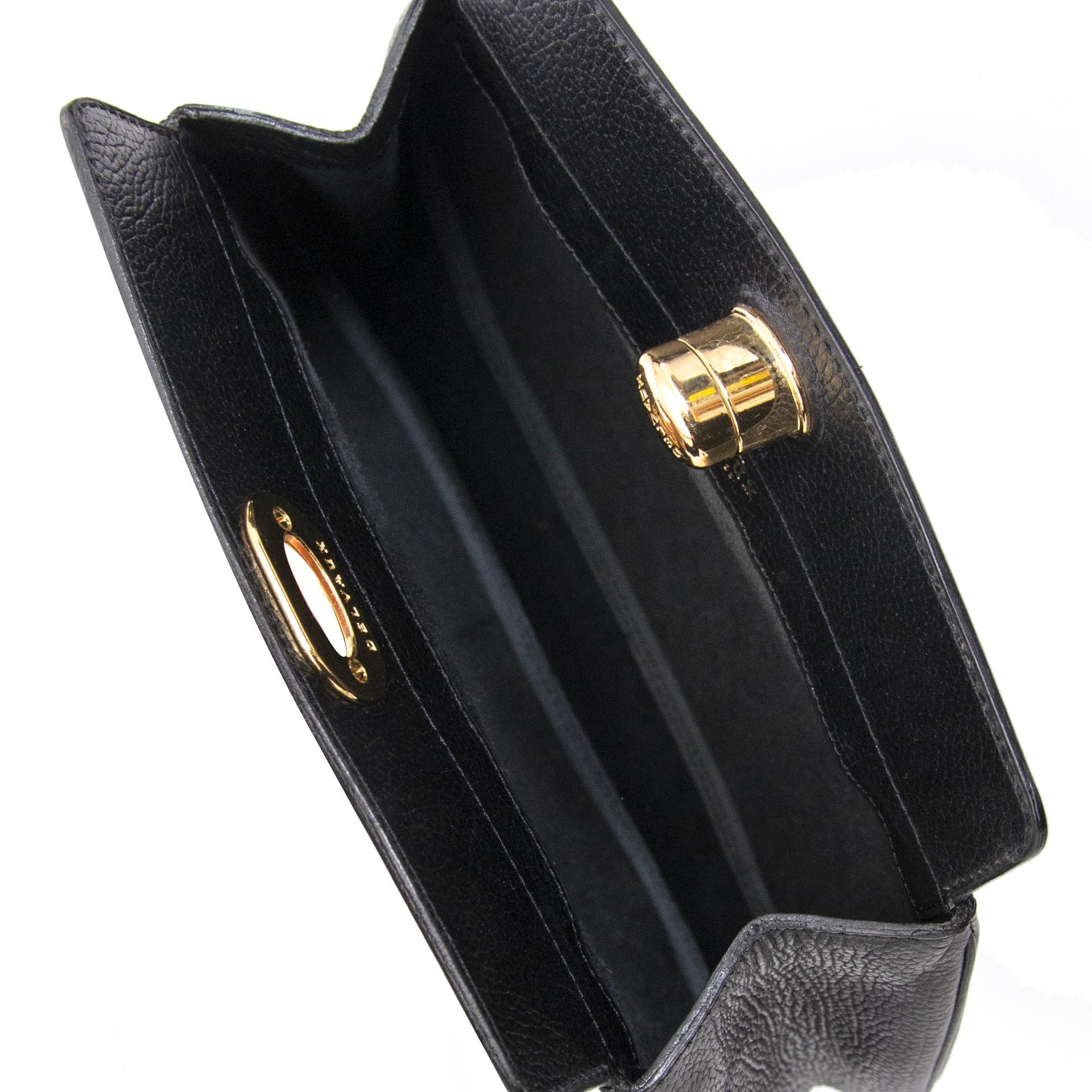 koop veilig online tegen de beste prijs Delvaux Black Leather Pochette Clutch