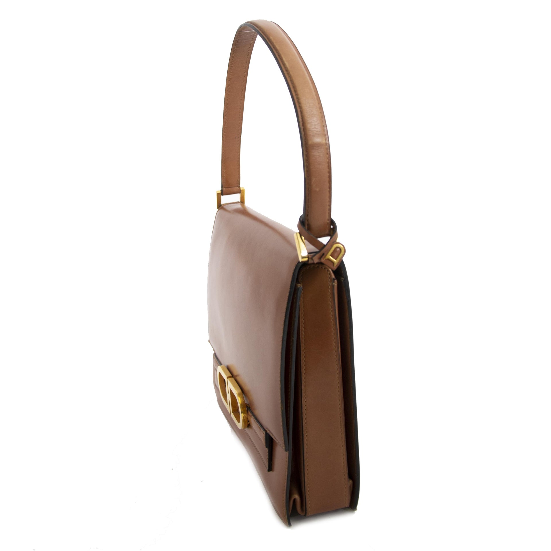 Delvaux Cognac Double D Top Handle Bag