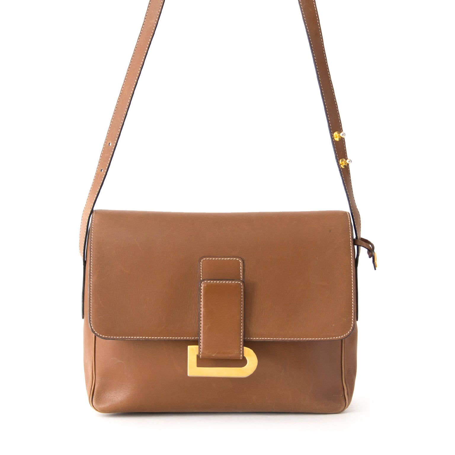 koop veilig online aan de beste prijs tweedehands Delvaux Cognac Passerelle webshop showroom labellov, Antwerpen