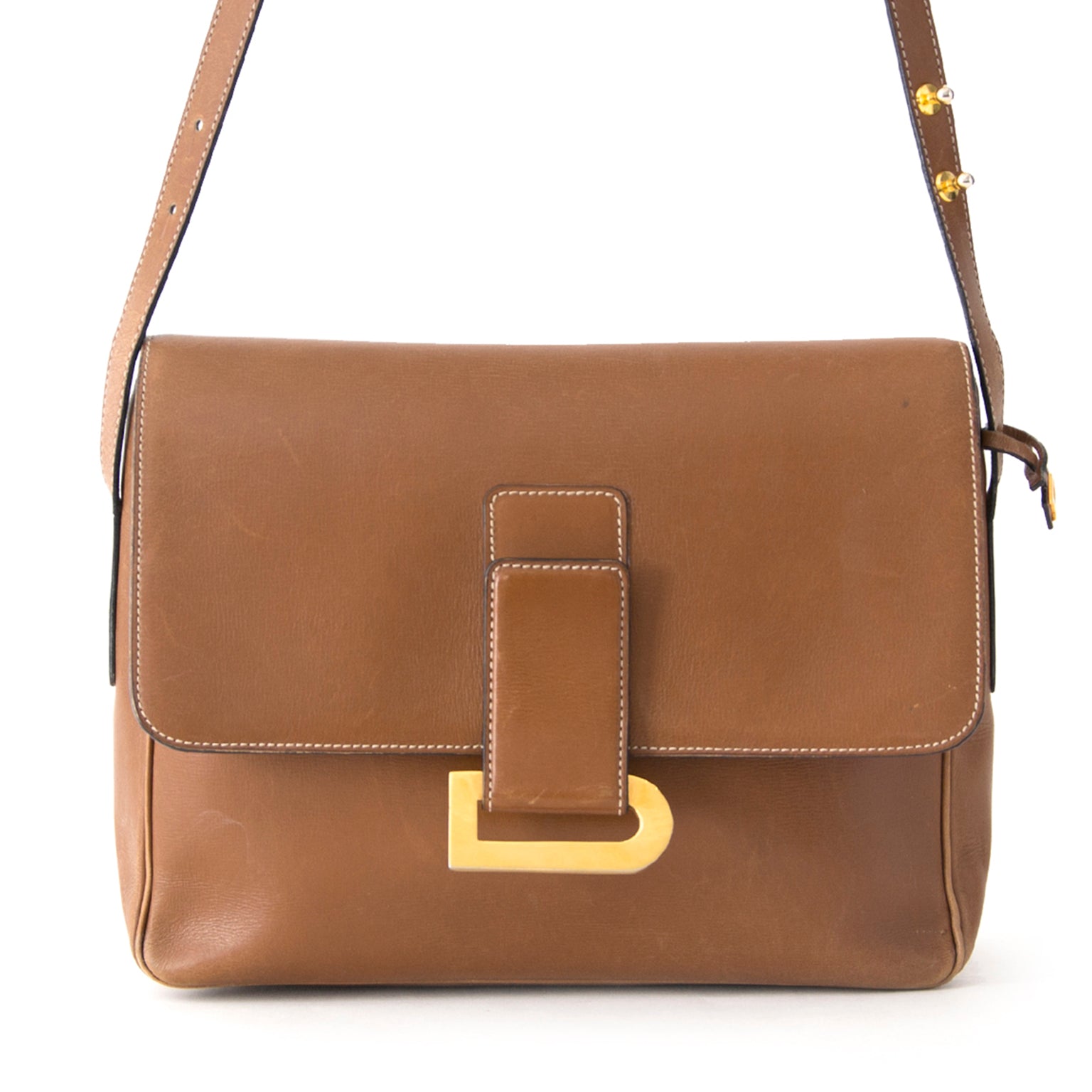 koop veilig online aan de beste prijs tweedehands Delvaux Cognac Passerelle webshop showroom labellov, Antwerpen