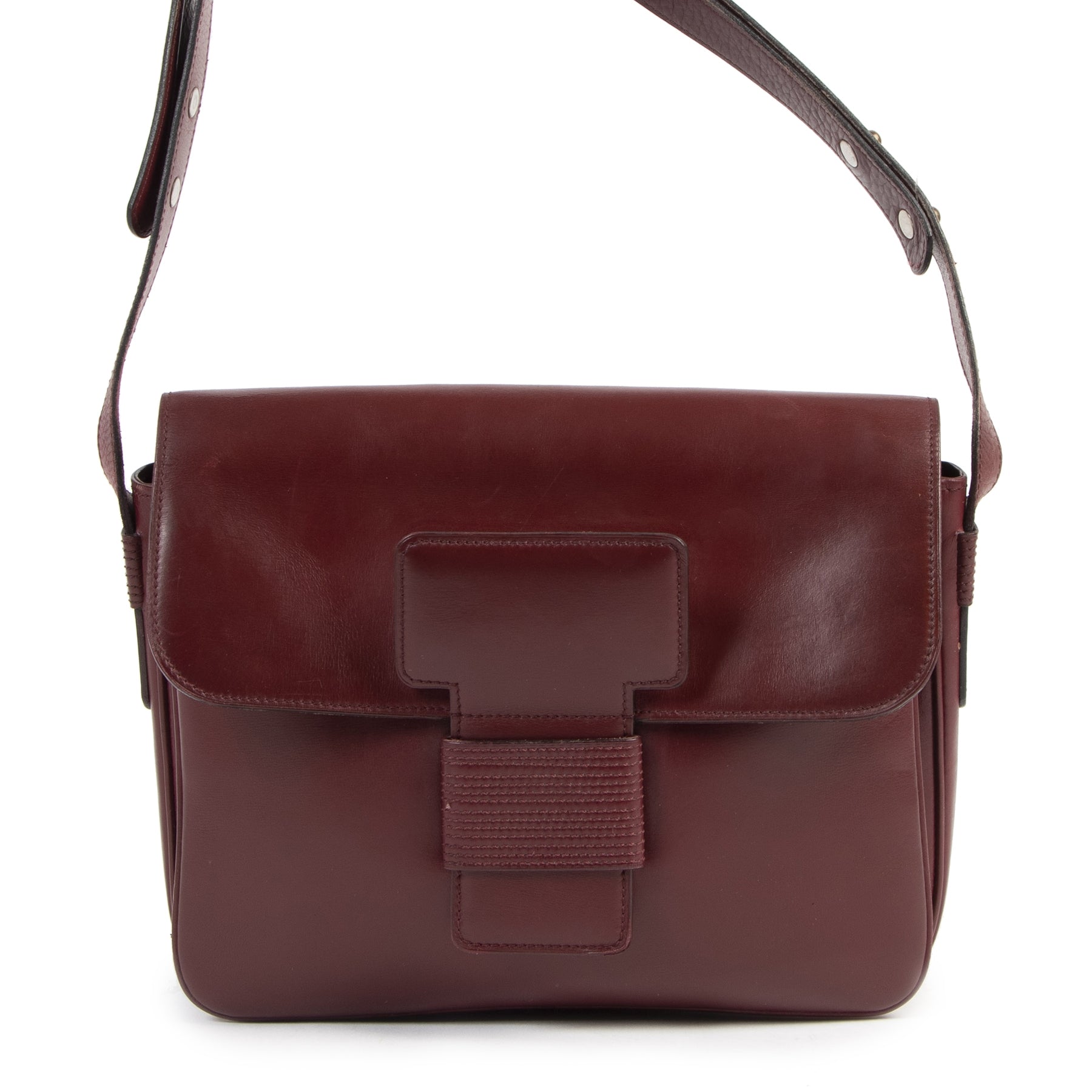 Delvaux Burgundy Leather Shoulder Bag