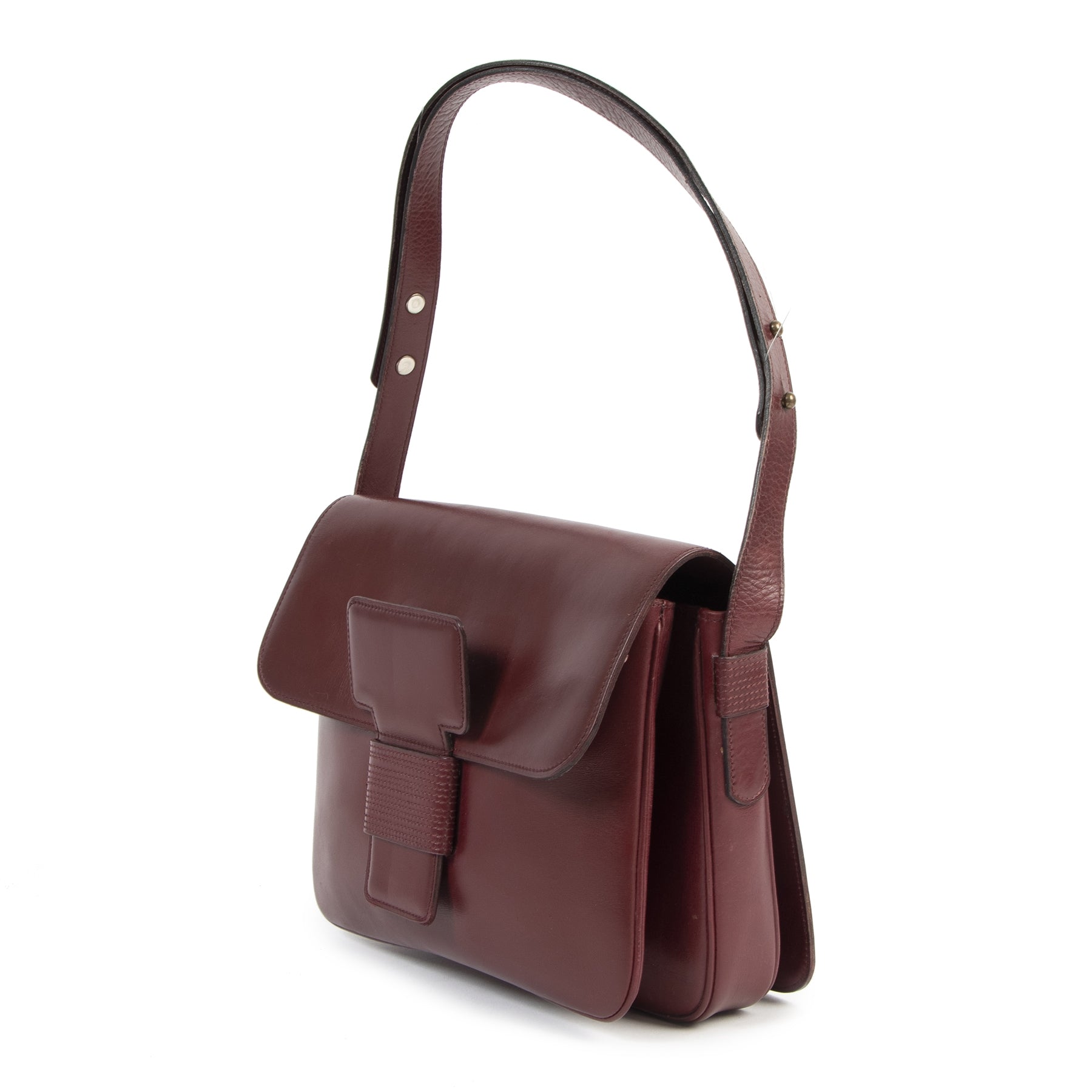 Delvaux Burgundy Leather Shoulder Bag