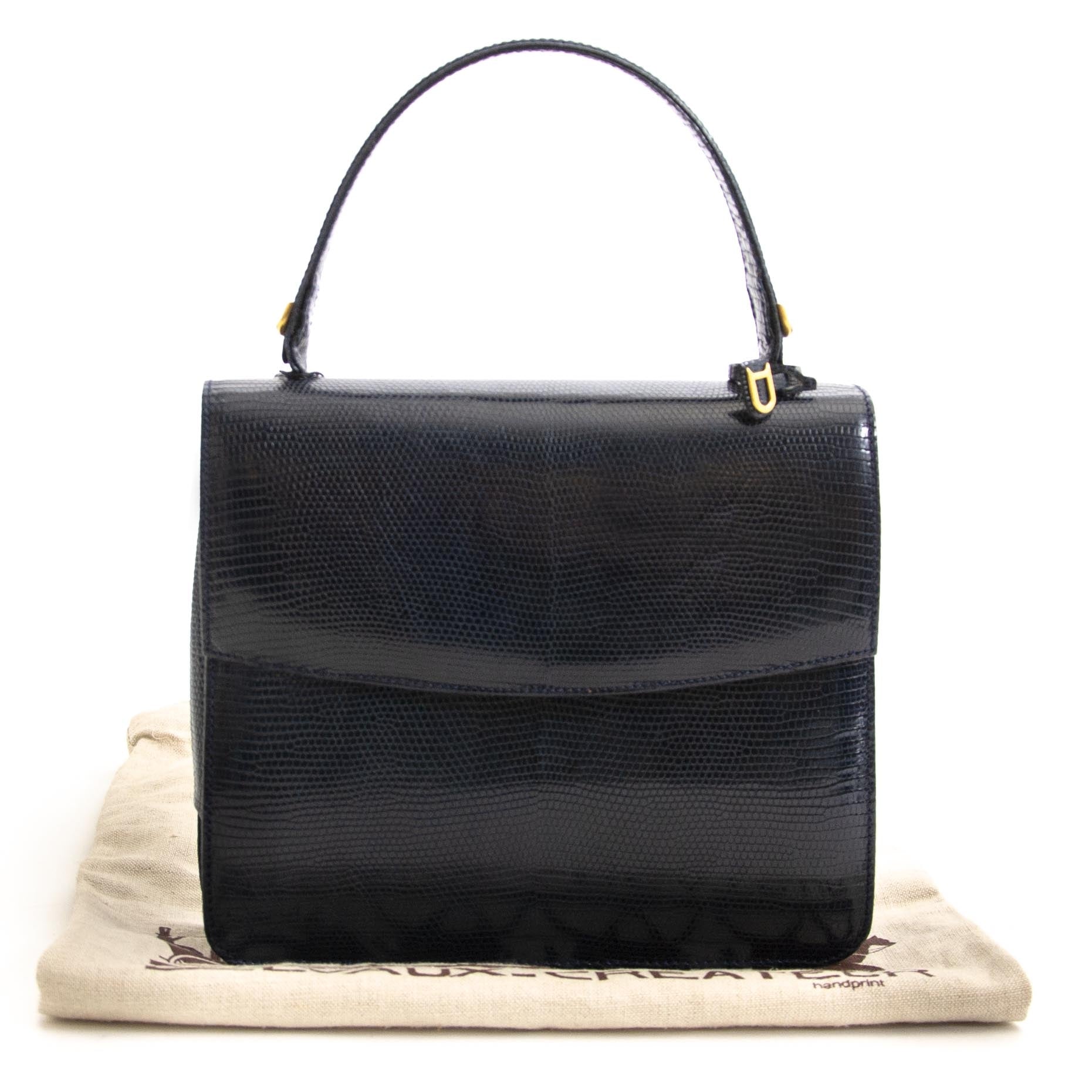 Koop en verkoop uw authentieke Delvaux Blue Lizard Top Handle Bag