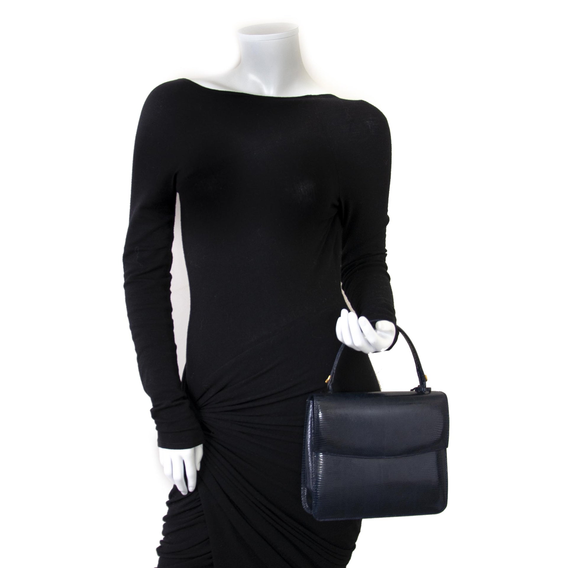 We buy and sell your authentic Delvaux Blue Lizard Top Handle Bag
