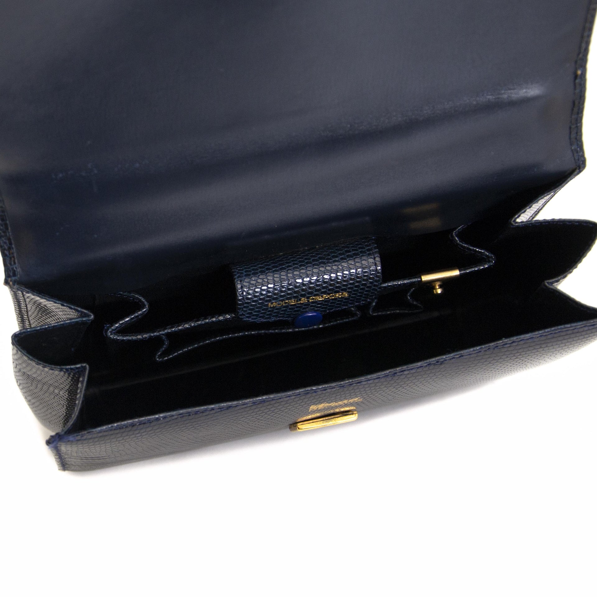 Delvaux Blue Lizard Top Handle Bag