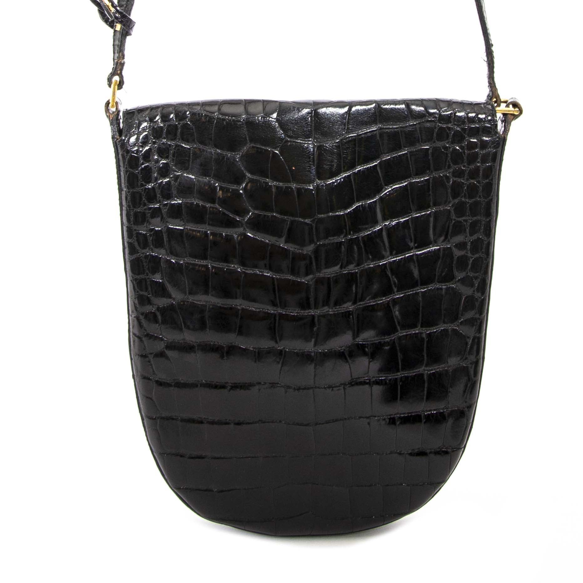 delvaux black croco violette crossbody tas nu te koop bij labellov vintage mode webshop belgië