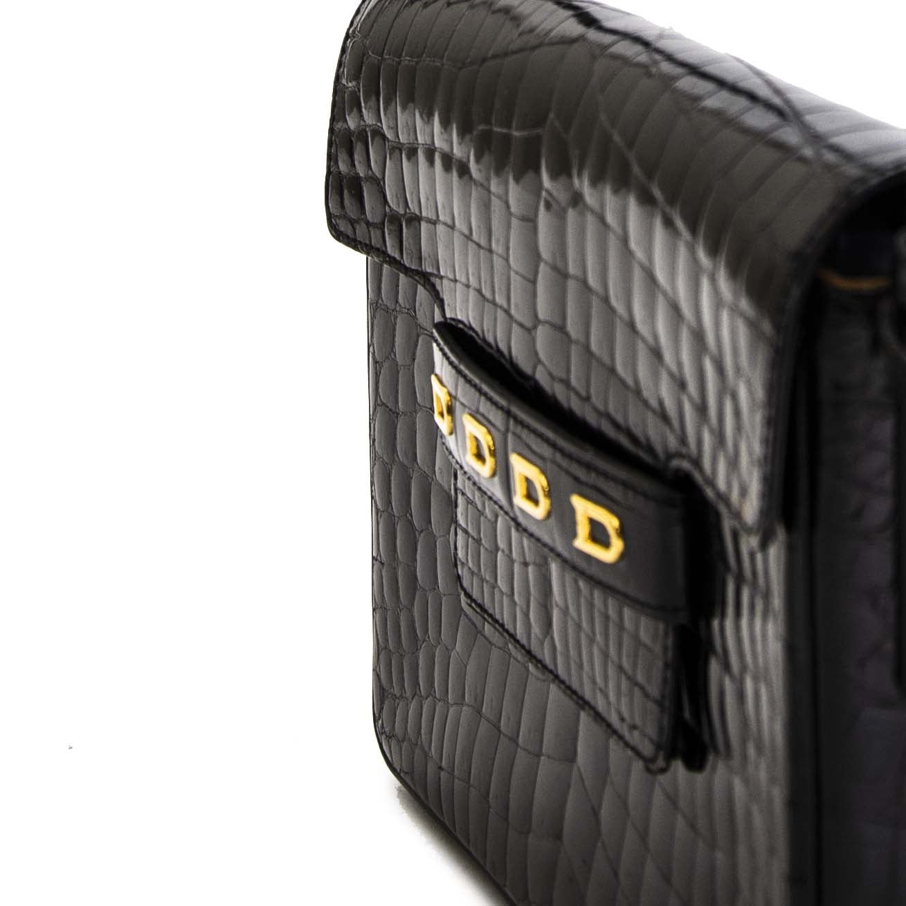 buy all your designer handbags now at labellov.com Delvaux Black Croco D Cross Body Bag