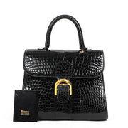 Shop safe online at Labellov in Antwerp, Brussel, Knokke this 100% authentic secondhand Delvaux Black Croco MM Brillant