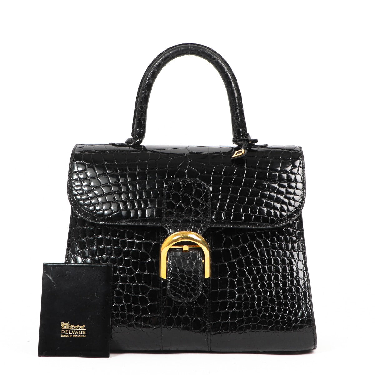 Shop safe online at Labellov in Antwerp, Brussel, Knokke this 100% authentic secondhand Delvaux Black Croco MM Brillant