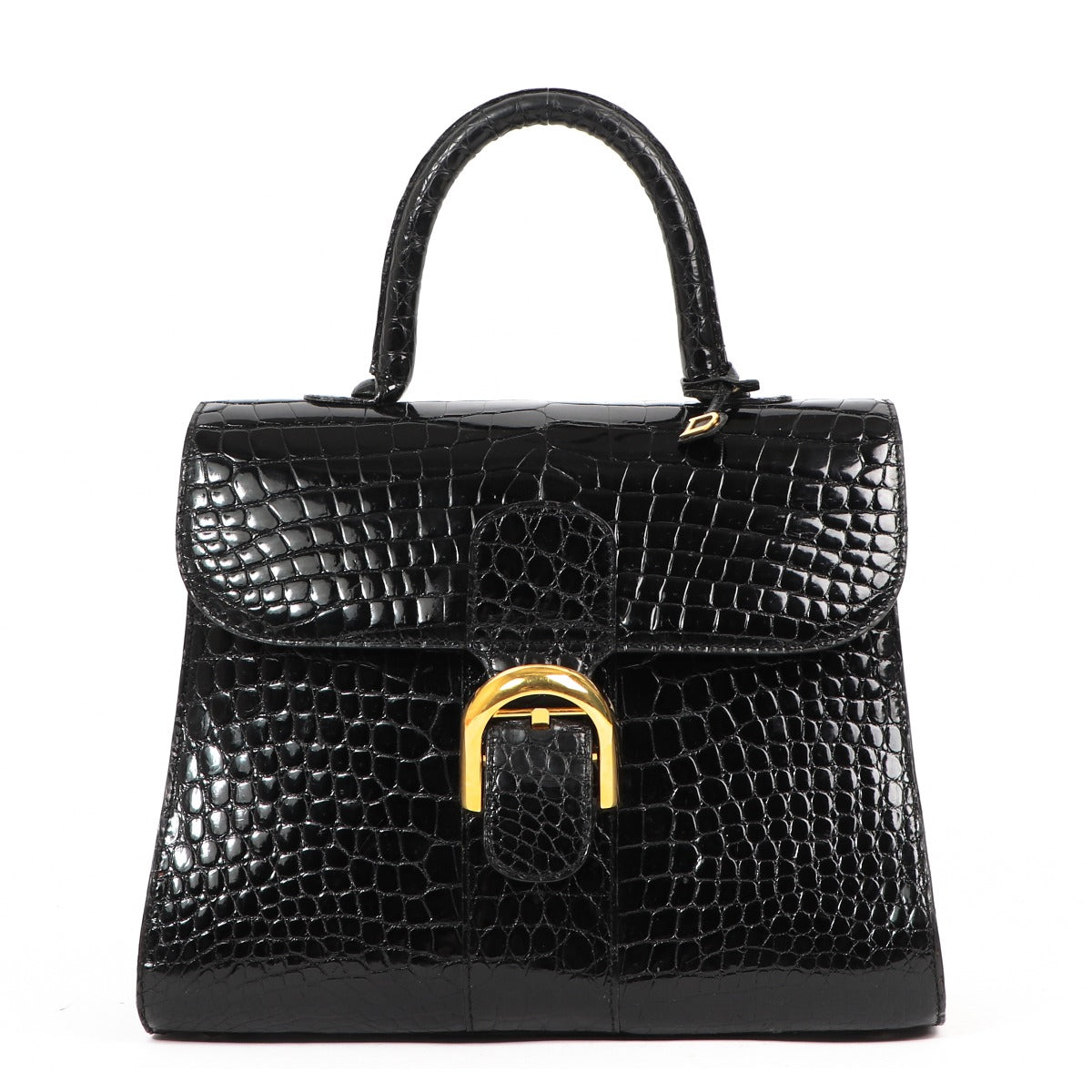 Shop safe online at Labellov in Antwerp, Brussel, Knokke this 100% authentic secondhand Delvaux Black Croco MM Brillant