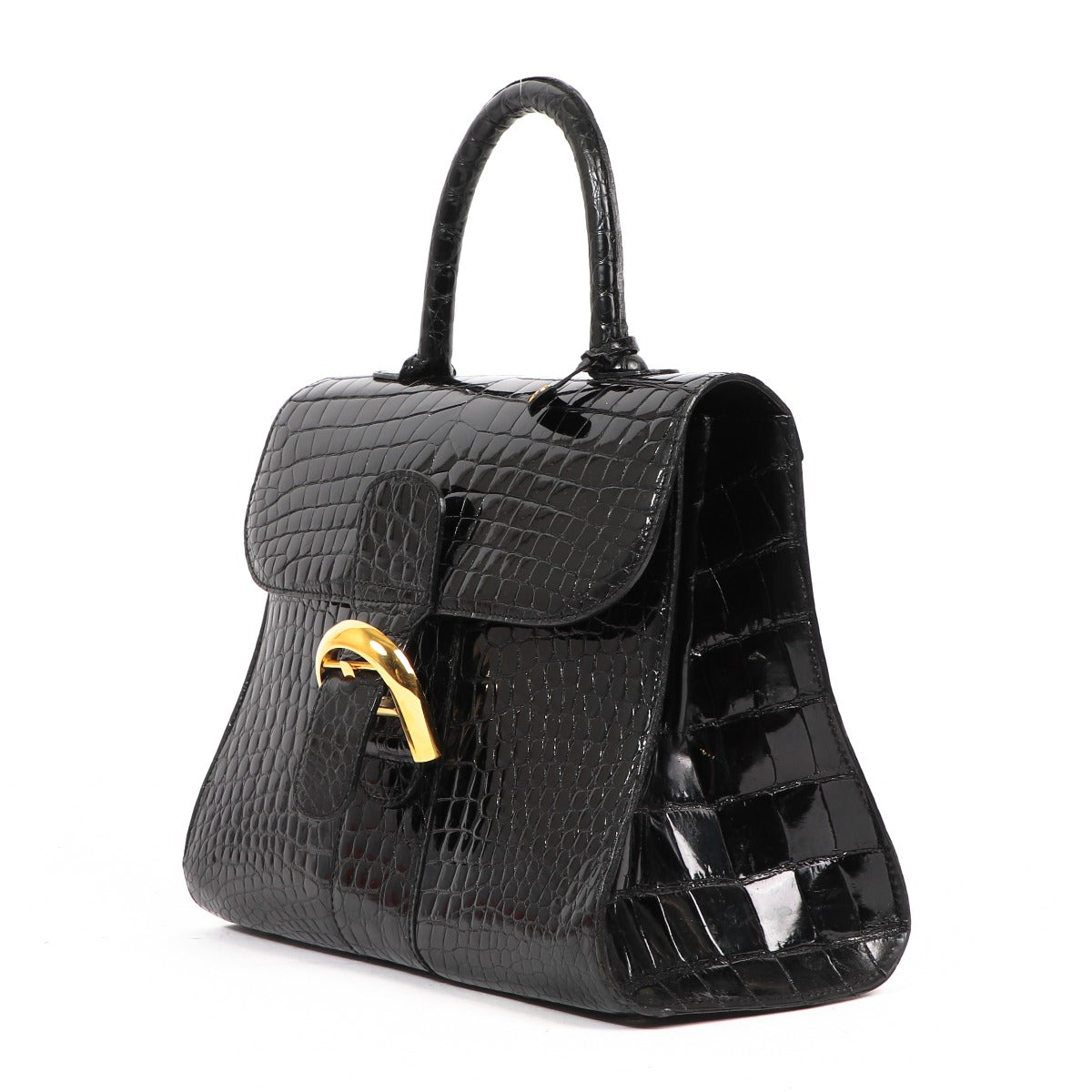 Shop safe online at Labellov in Antwerp, Brussel, Knokke this 100% authentic secondhand Delvaux Black Croco MM Brillant
