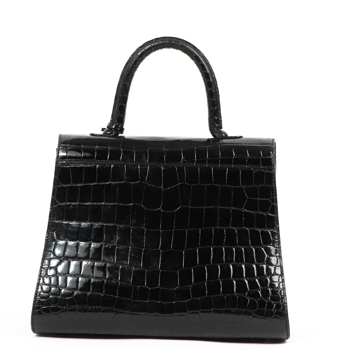 Delvaux Brillant MM Vintage Black Crocodile Handbag