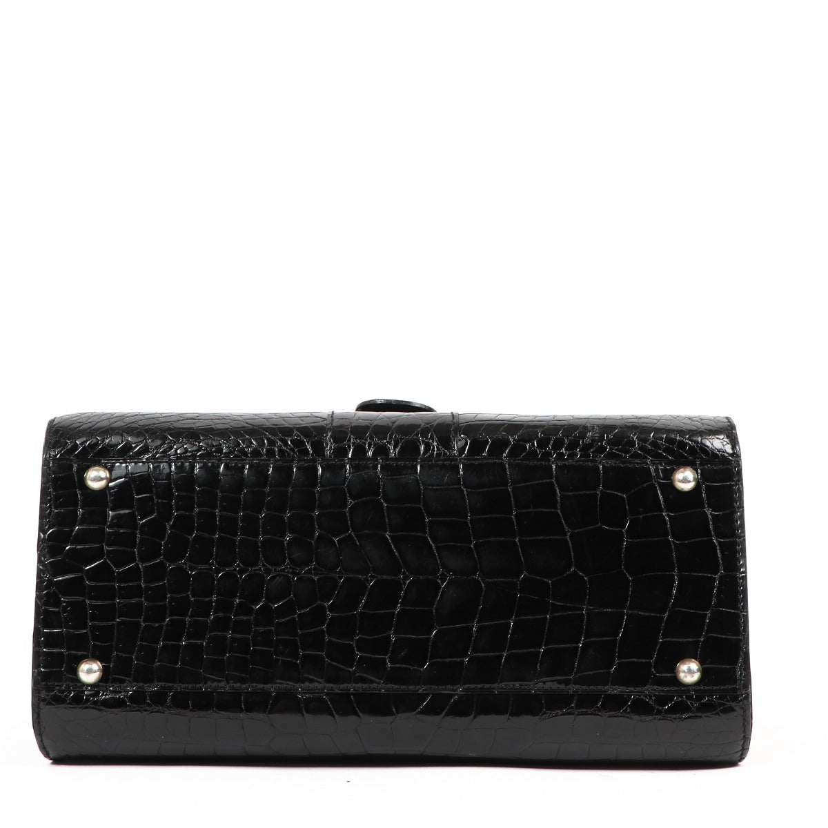 Delvaux Brillant MM Vintage Black Crocodile Handbag