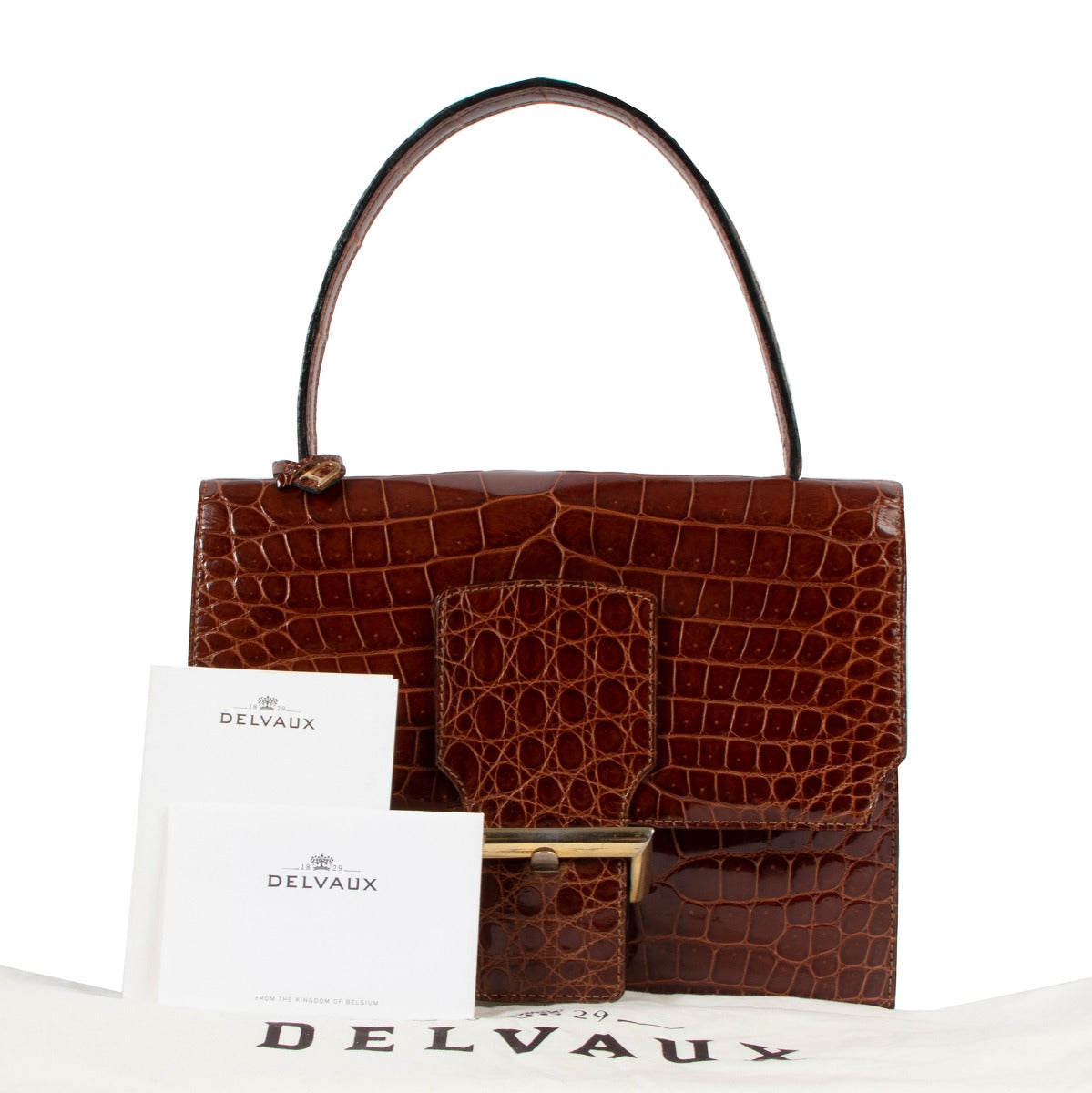 Delvaux Herfst/Winter 1977 Cypres Krokodillen Handtas
