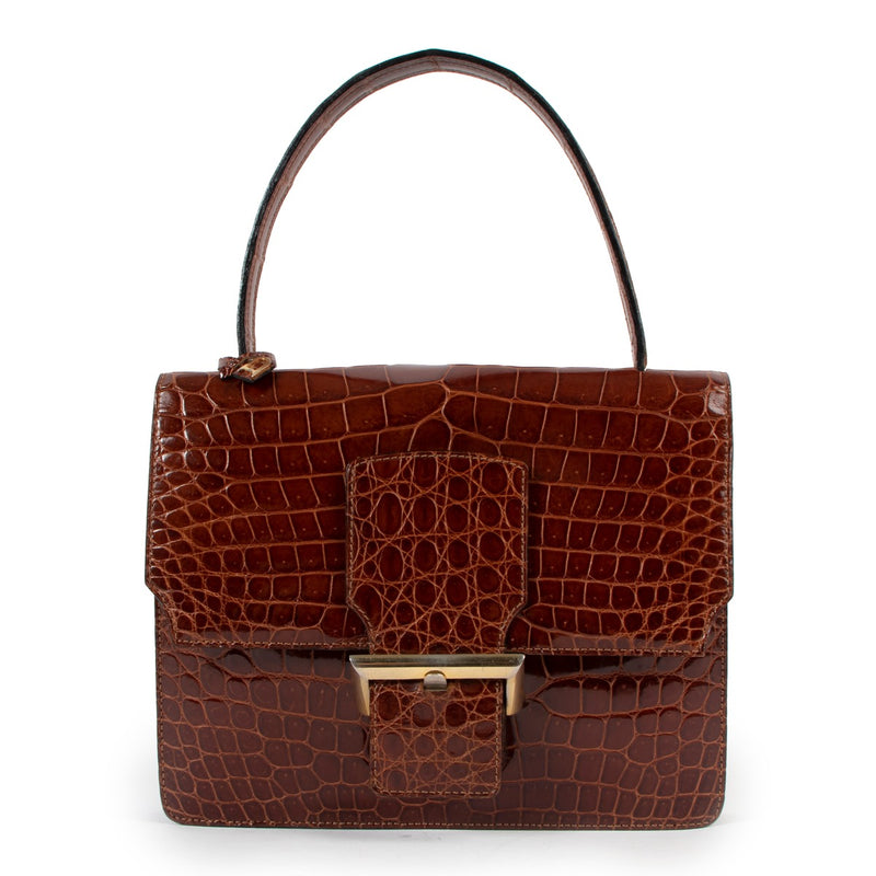 Delvaux Herfst/Winter 1977 Cypres Krokodillen Handtas