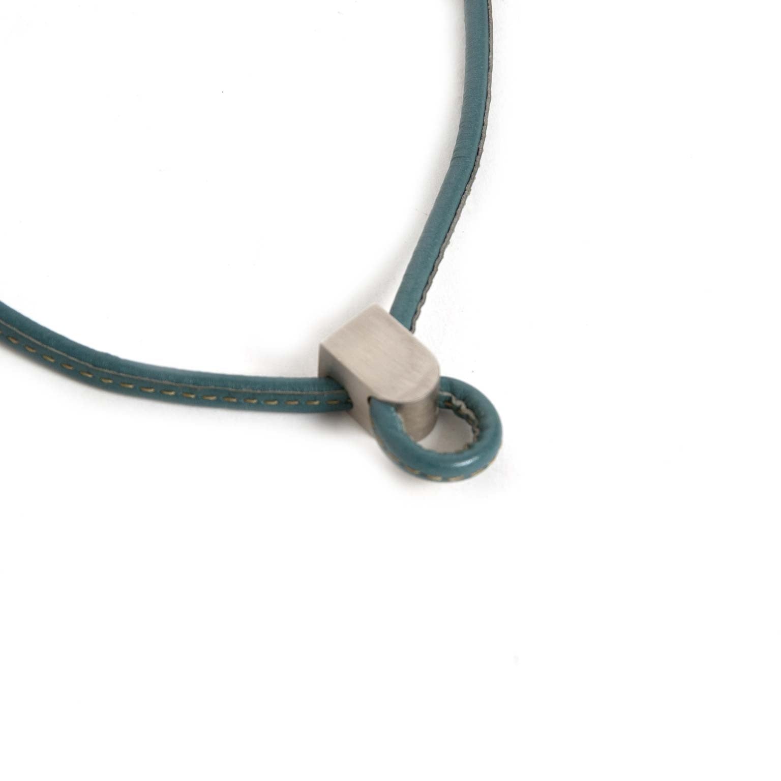 delvaux blue leather d necklace now for sale at labellov vintage fashion webshop belgium