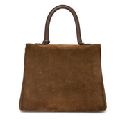 acheter en ligne pour le meilleur prix sac a main Rare Delvaux Brillant Suede Chocolate Colour with Gold Hardware + Strap
