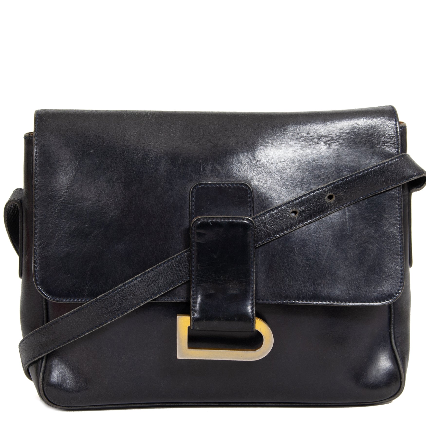 delvaux dark blue leather shoulder bag now for sale at labellov vintage fashion webshop belgium