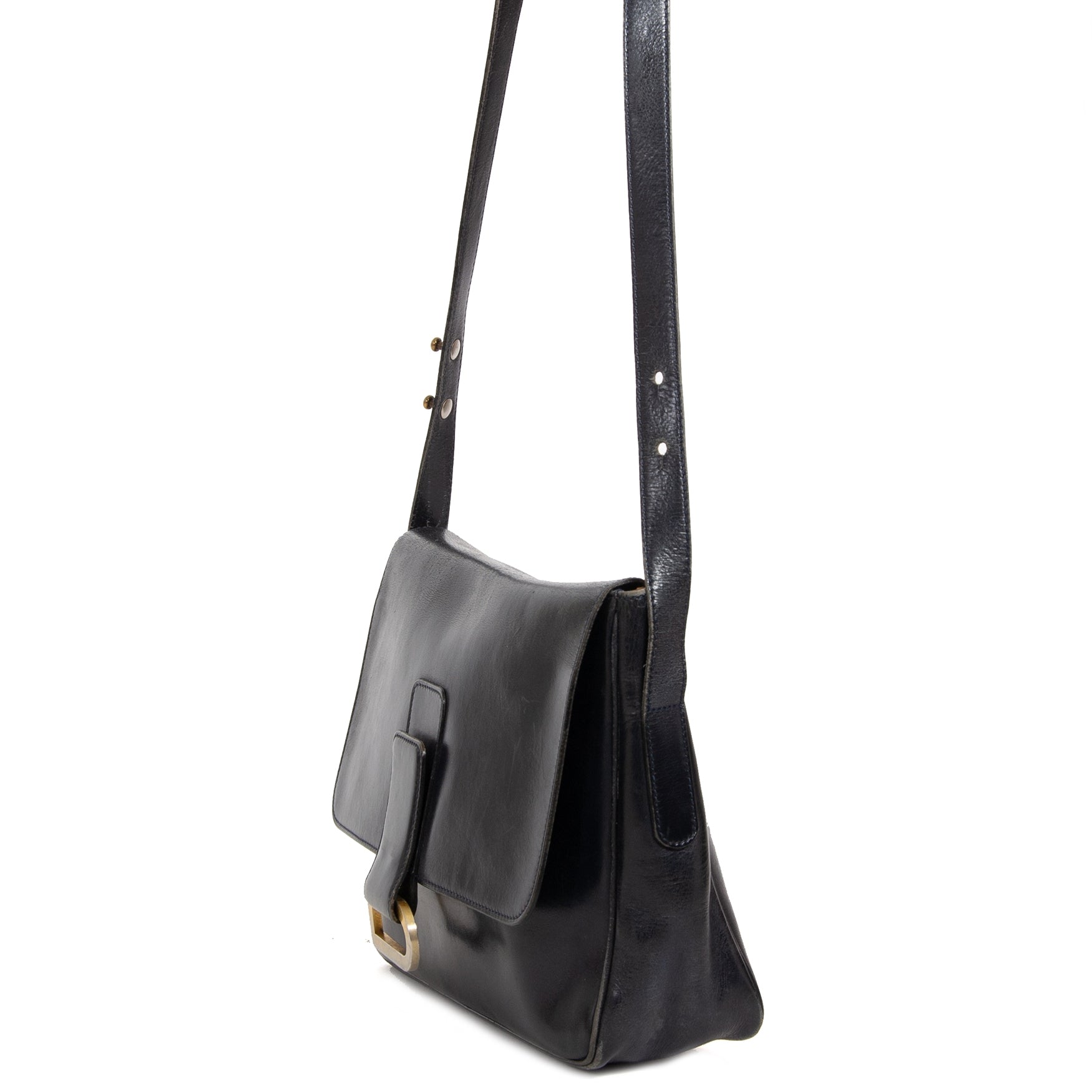 delvaux dark blue leather shoulder bag now for sale at labellov vintage fashion webshop belgium