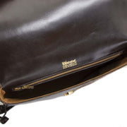Authentic second hand vintage Delvaux Dark Brown Croco Passerelle Shoulder Bag buy online webshop LabelLOV