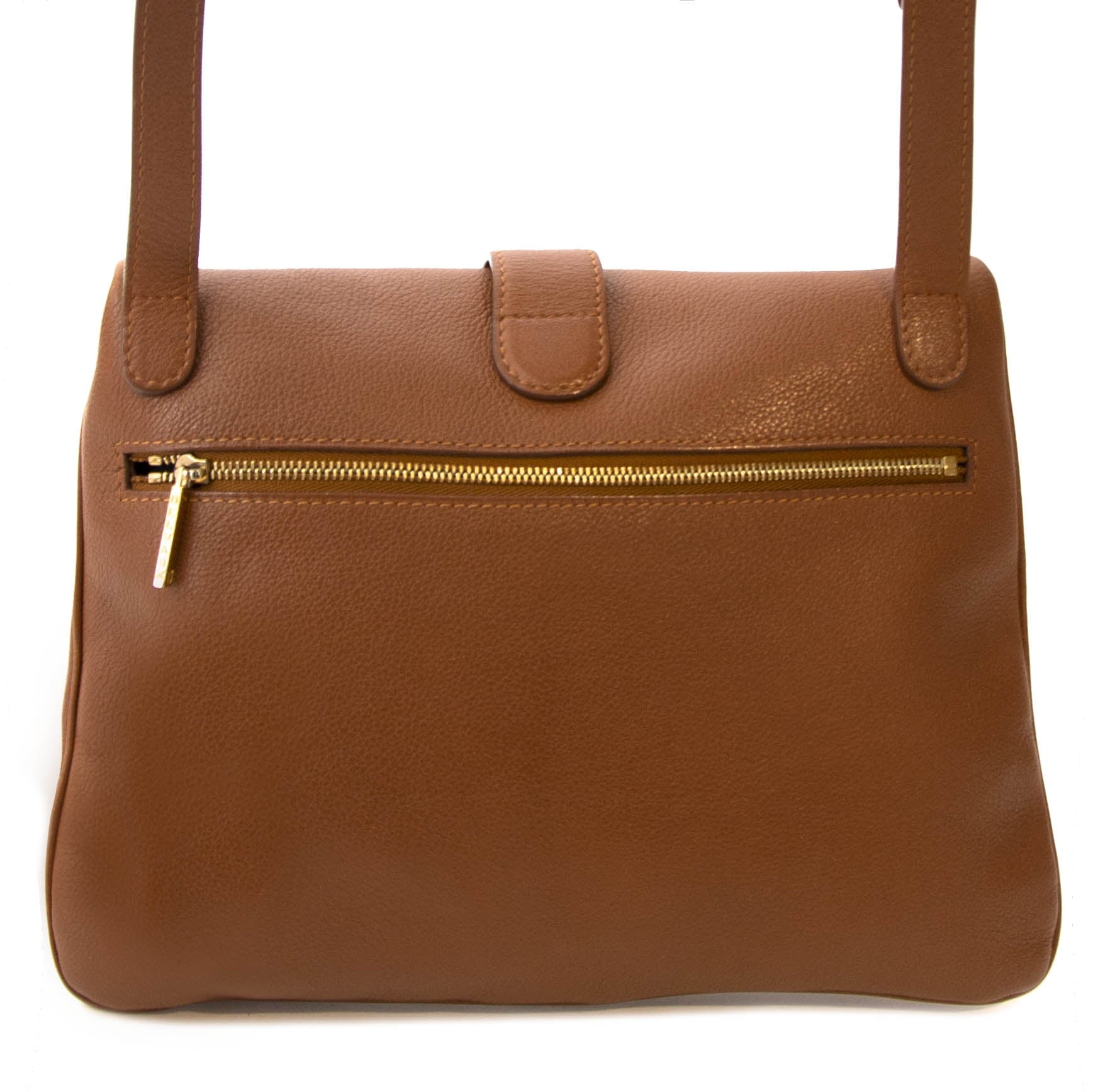 Authentique seconde main vintage Delvaux Givry Crossbody Bag Camel achète en ligne webshop LabelLOV