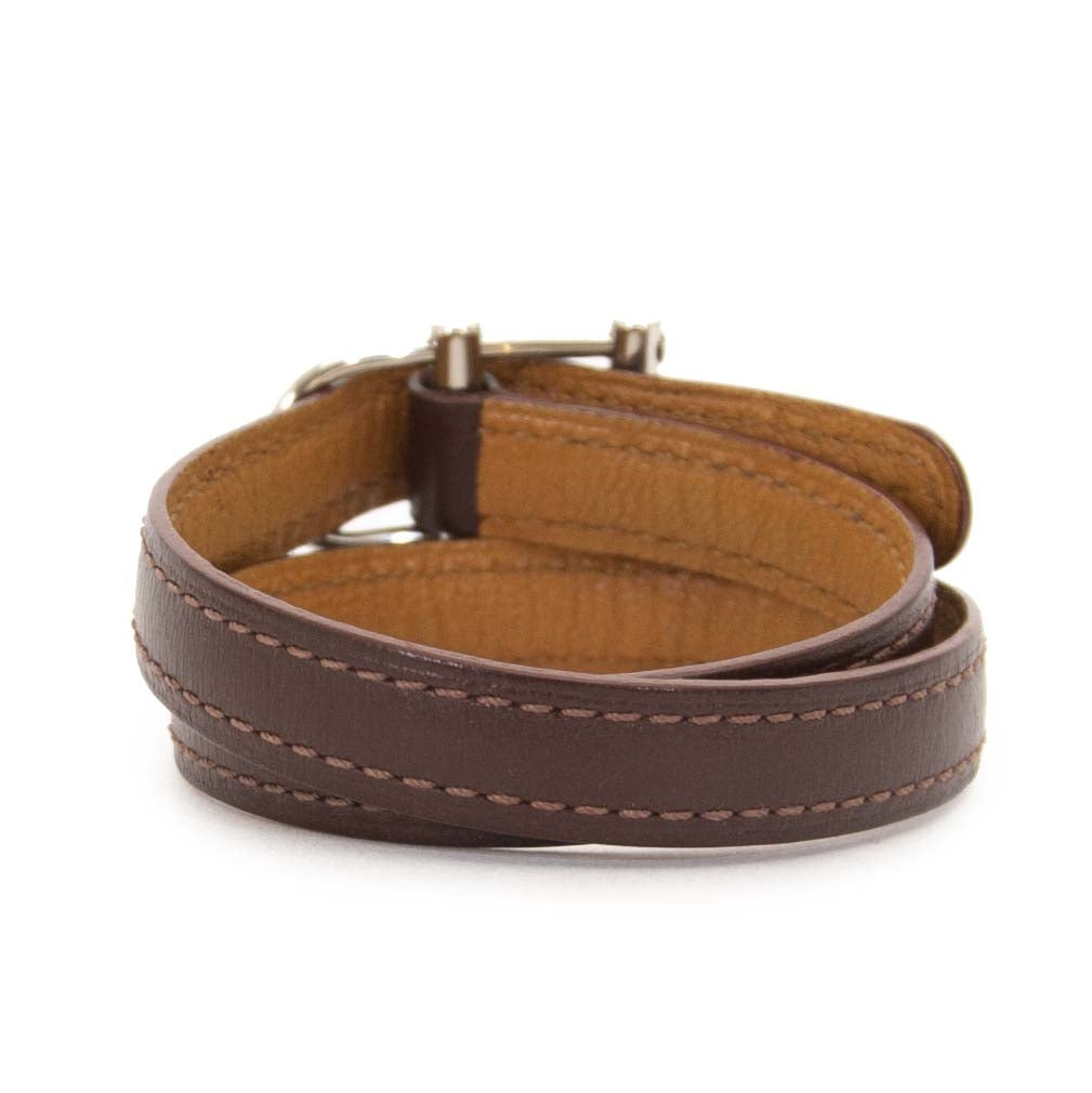 Delvaux Brown Double Tour Bracelet now for sale at labellov vintage fashion webshop belgium