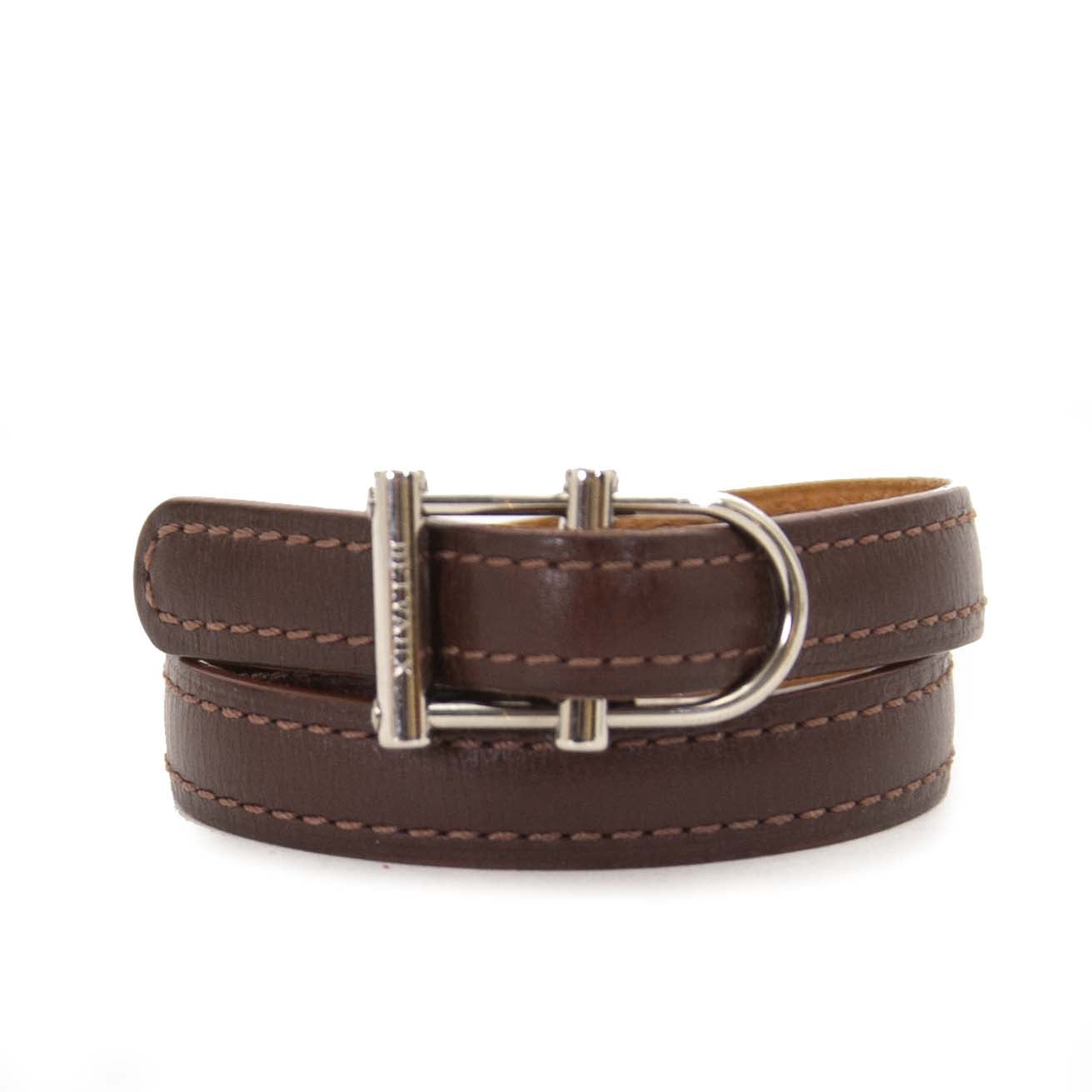 Delvaux Brown Double Tour Bracelet now for sale at labellov vintage fashion webshop belgium