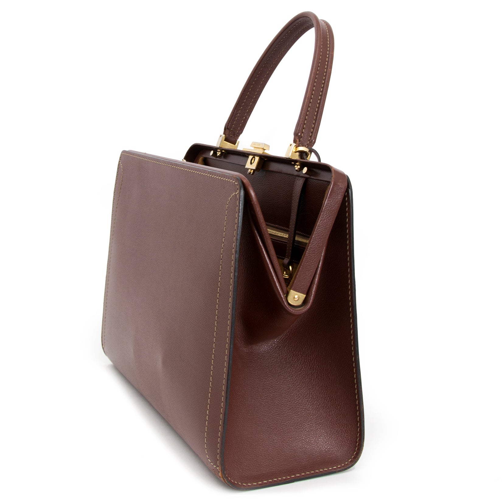 Are you looking for an authentic Delvaux Classico Brown Leather Top Handle?
