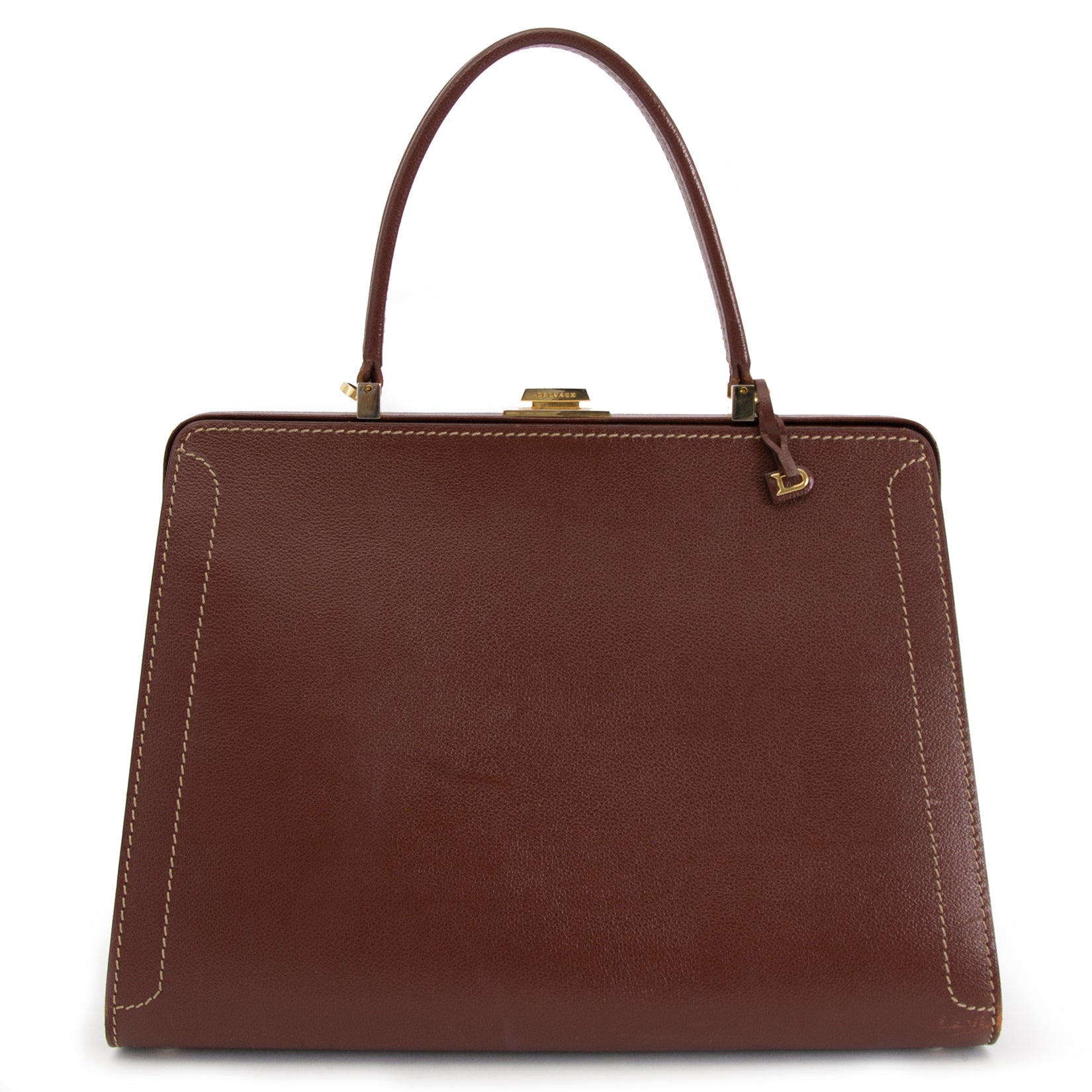 Bent u op zoek naar een authentieke Delvaux Classico Brown Leather Top Handle