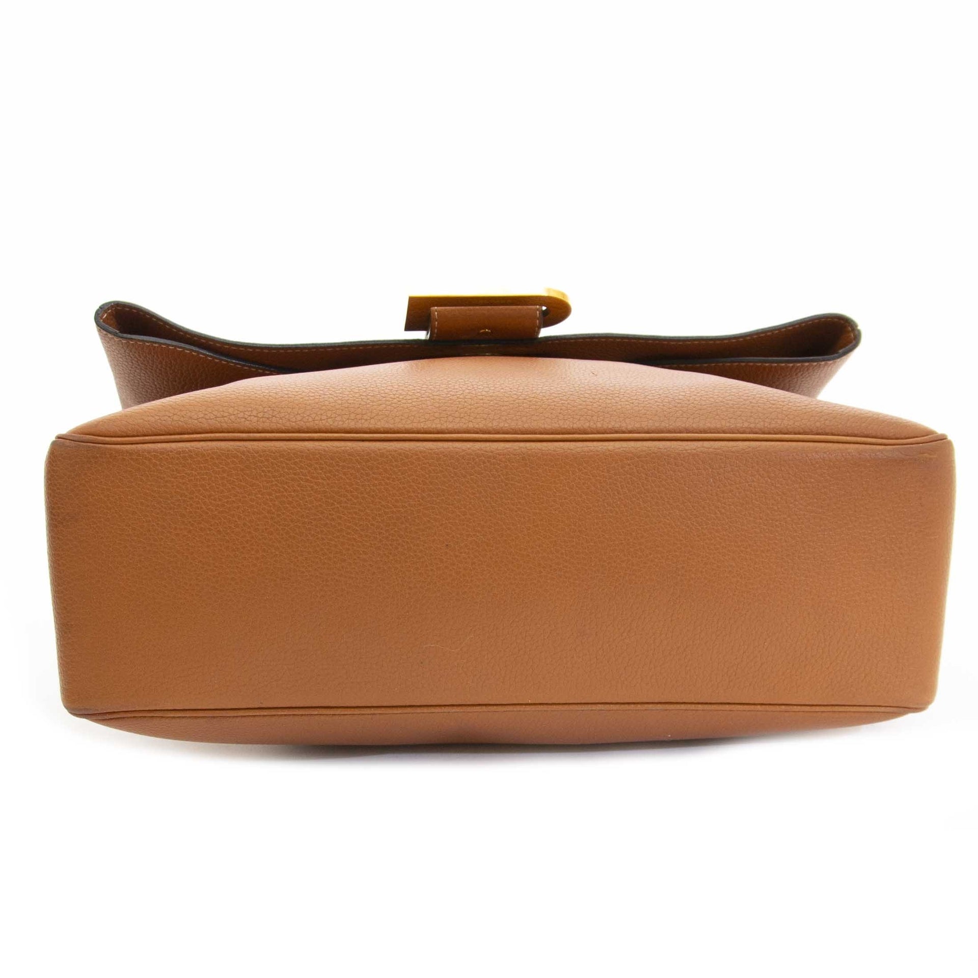 koop veilig online tegen de beste prijs Delvaux Cognac Leather Givry Shoulder Bag