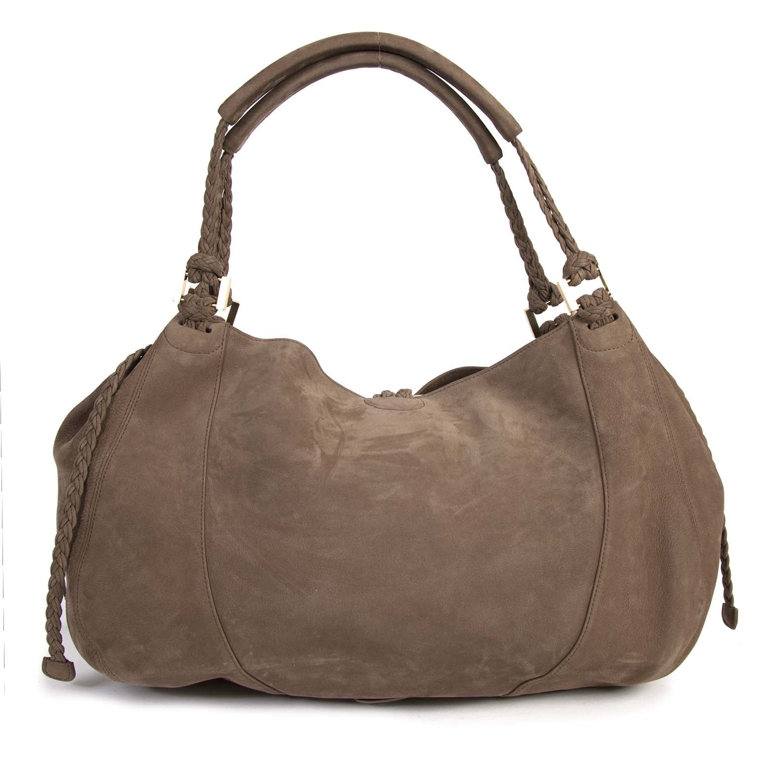 delvaux taupe nubuck colette gm shoulder bag now for sale at labellov vintage fashion webshop belgium