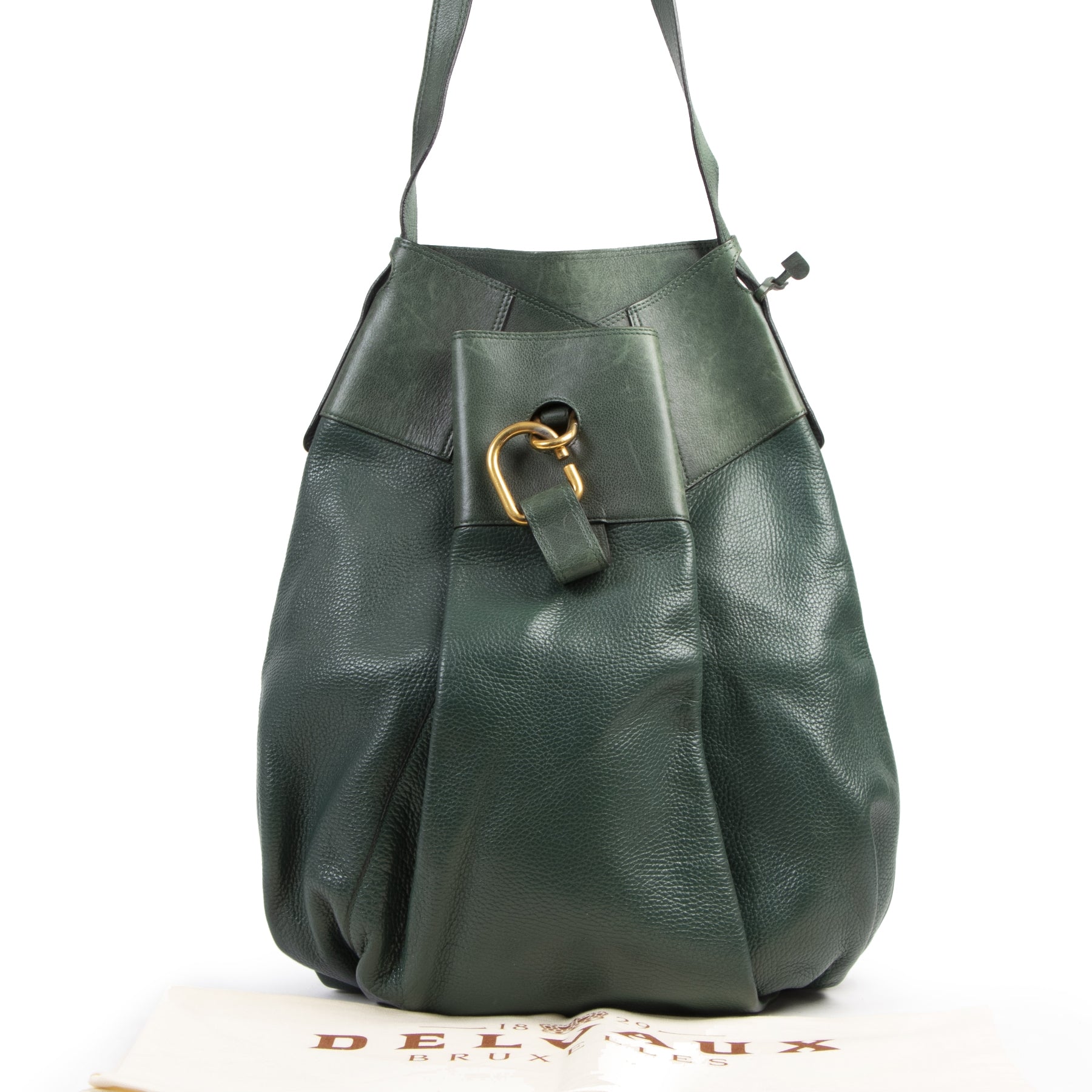 Authentieke tweedehands vintage Delvaux Green Faust Shoulder Bag koop online webshop LabelLOV