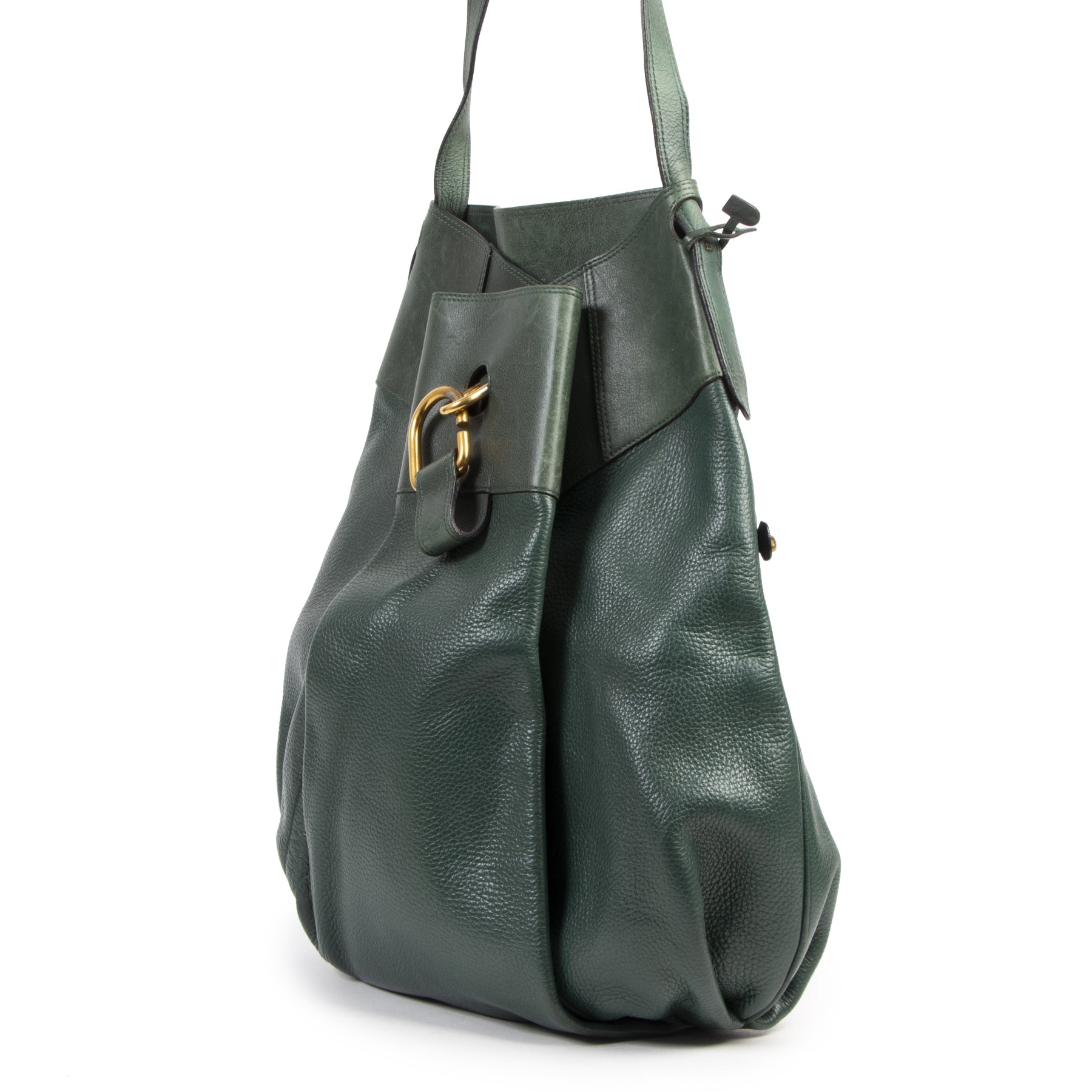Authentieke tweedehands vintage Delvaux Green Faust Shoulder Bag koop online webshop LabelLOV