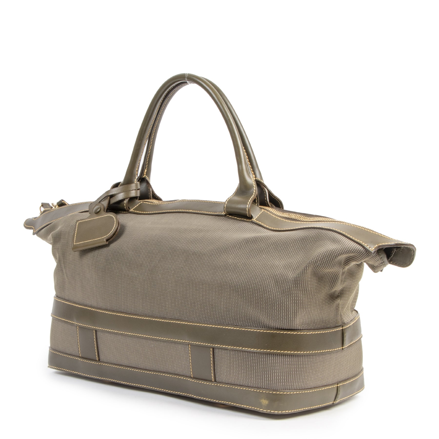 Authentieke tweedehands vintage Delvaux Green Leather Medium Luggage koop online webshop LabelLOV