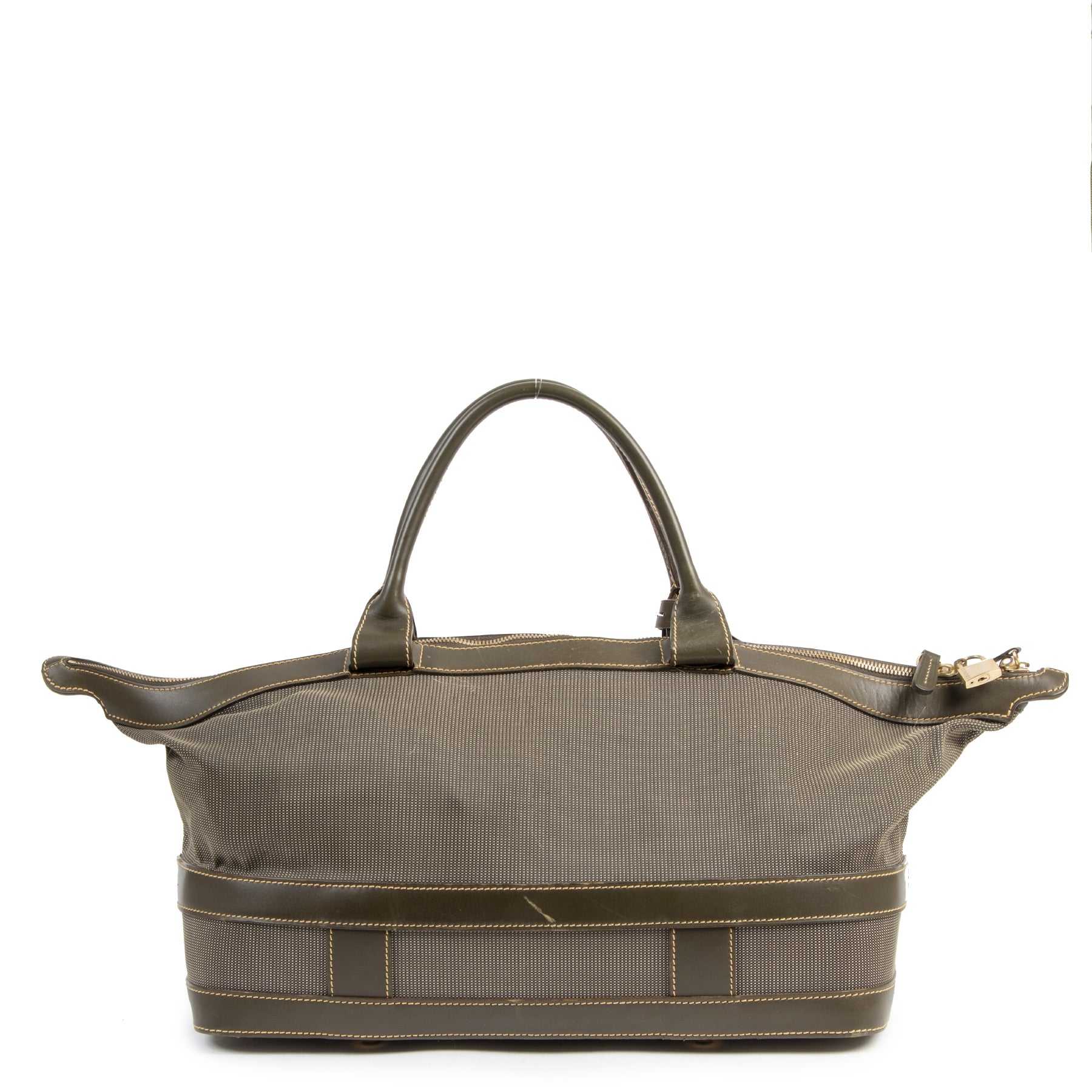 Authentic second-hand vintage Delvaux Green Leather Medium Luggage buy online webshop LabelLOV