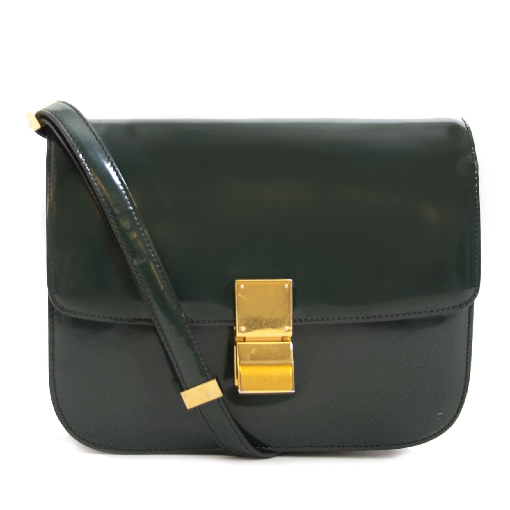 koop veilig online tegen de beste prijs Celine Classic Green Patent Leather Bag